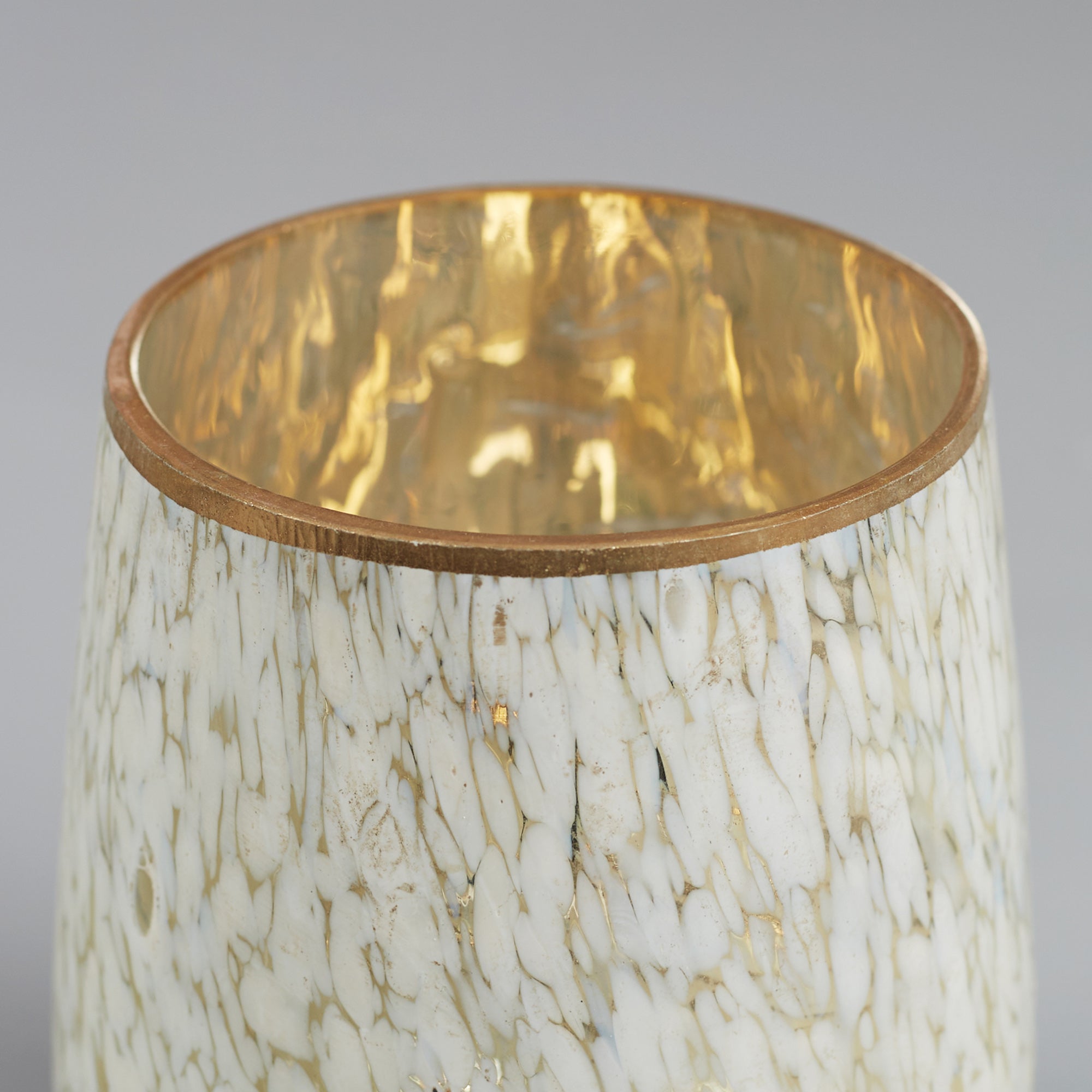 Phiona Glass Textured Handcrafted Vase 9 Cm in White Colour