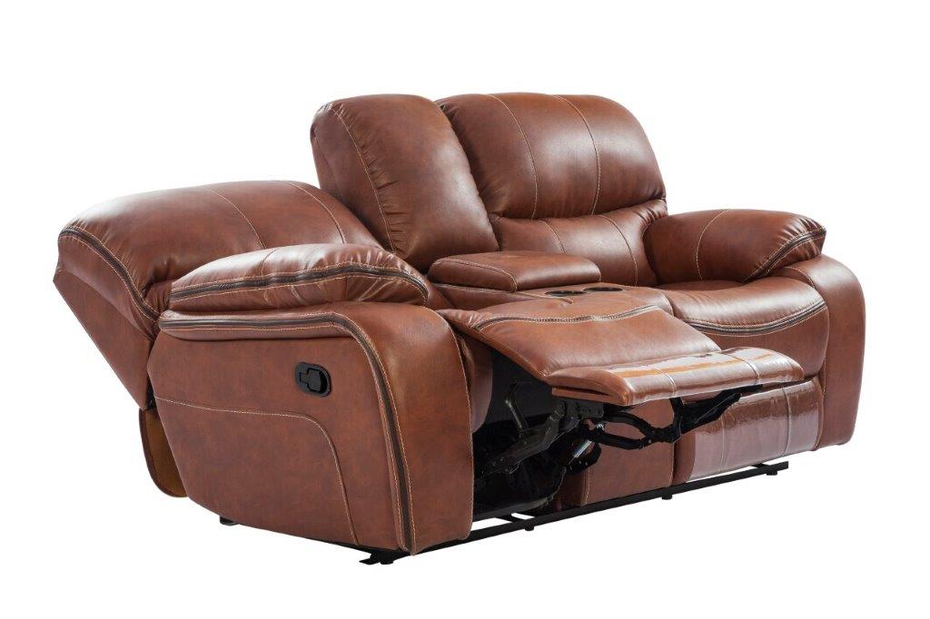 Tigris Leatherette Two Seater Recliner in Brown Colour