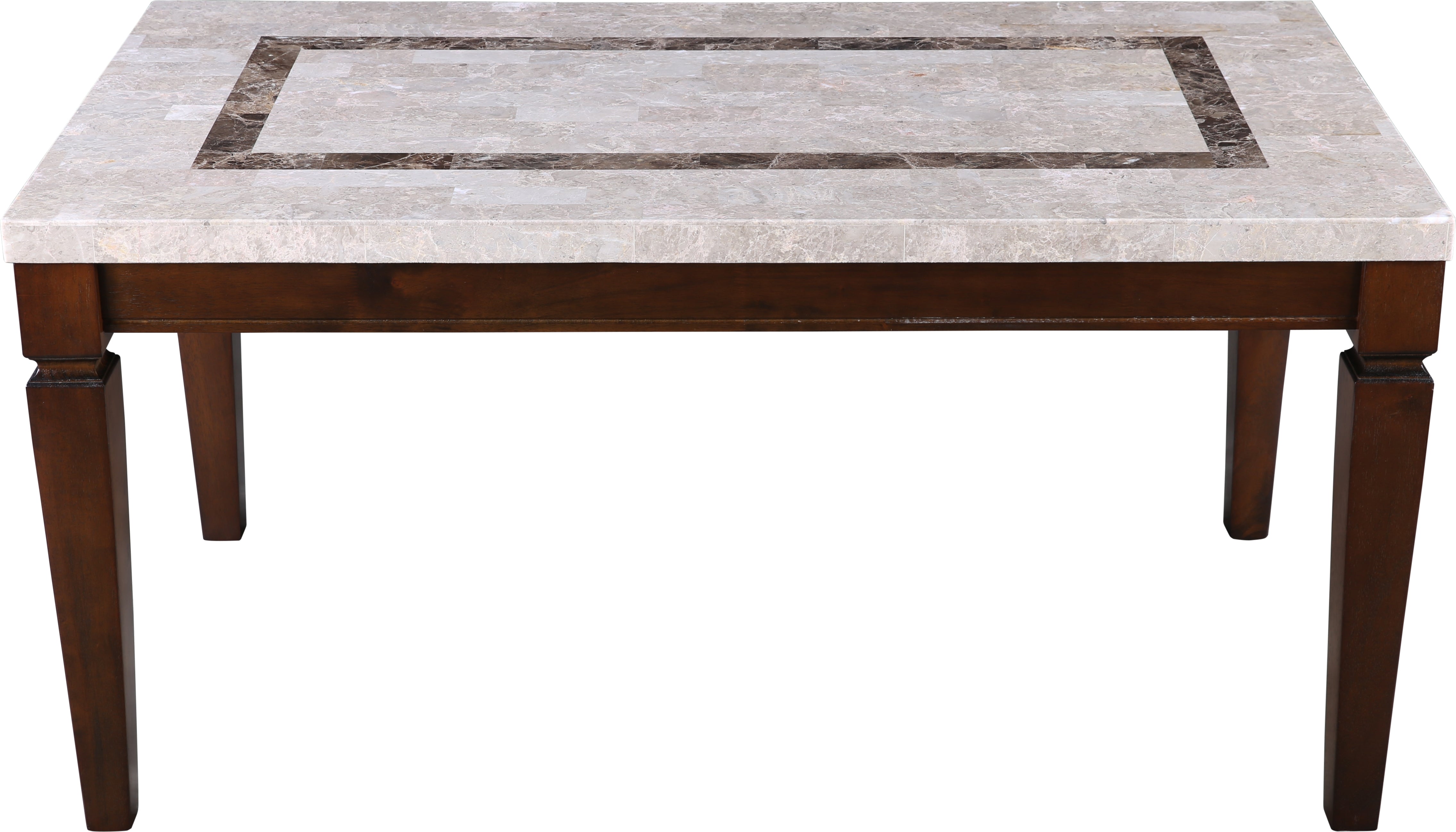 Bliss Marble Top 6 Seater Dining Table with Inlay in Beige Colour
