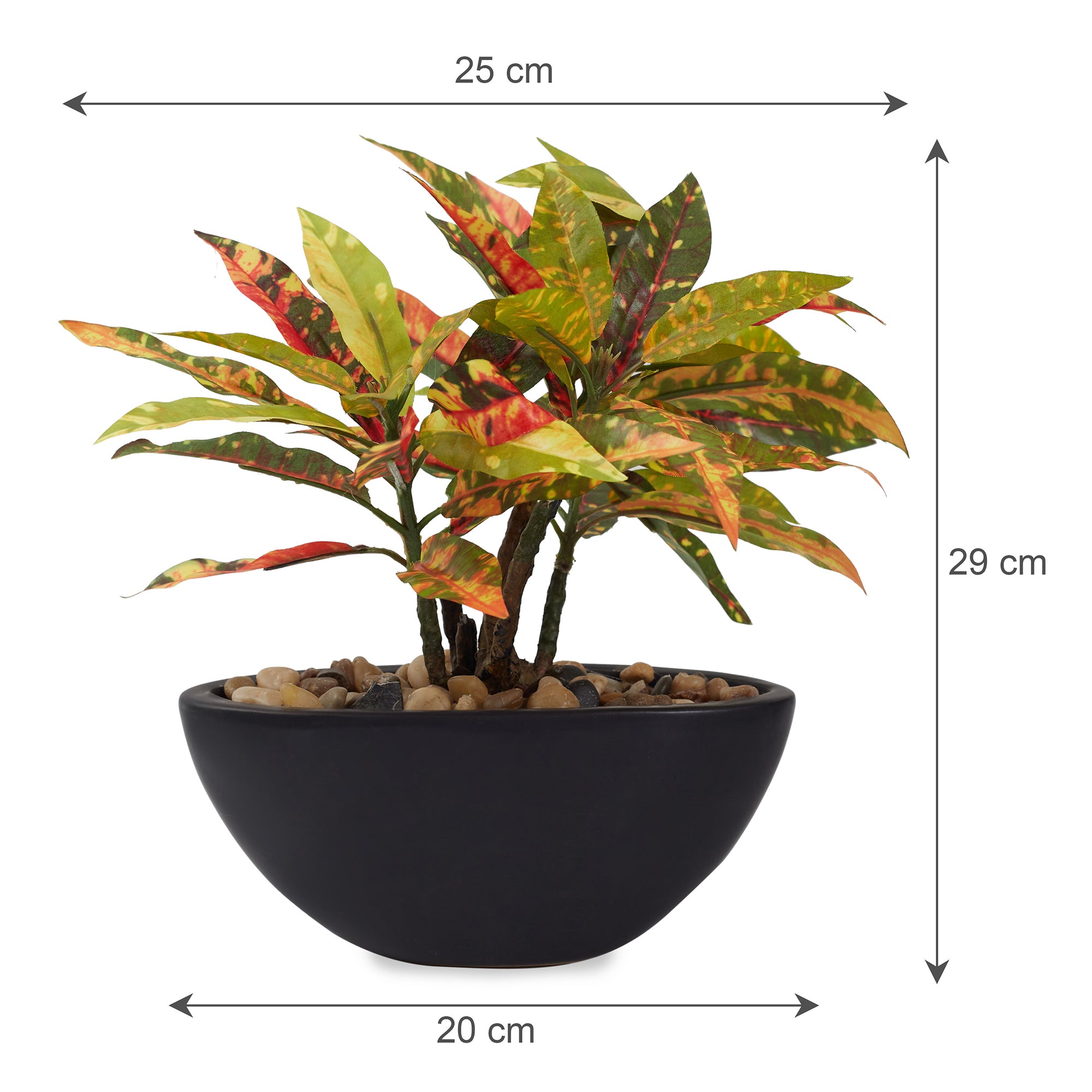 Ilana Faux Codiaeum Ceramic Potted Plant 29 Cm in Green Colour