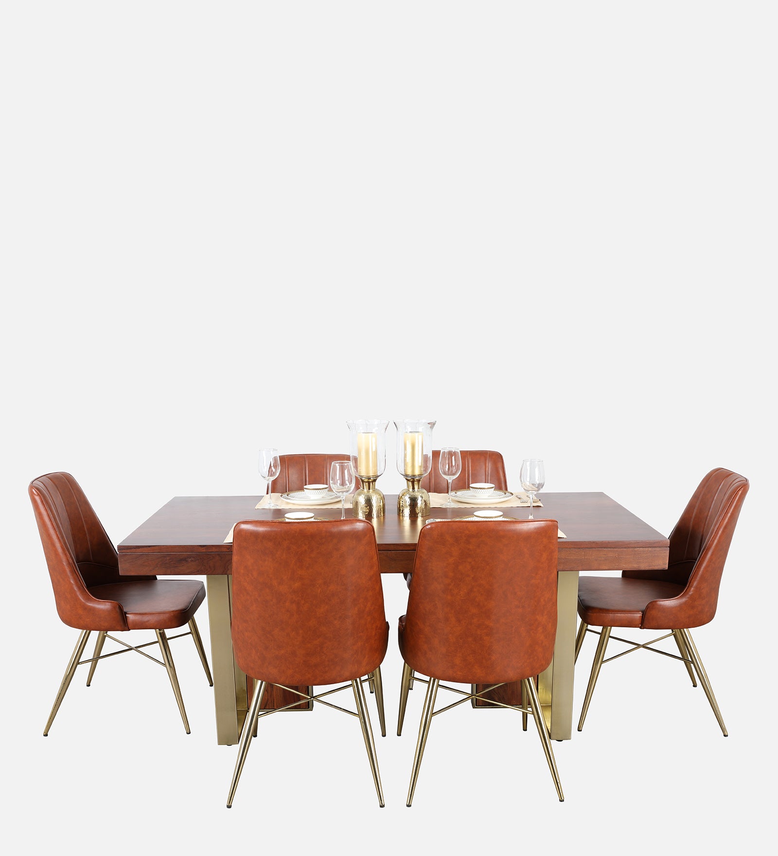 Marvis Sheesham Wood(Rosewood) Six Seater Dining Set in Walnut Colour