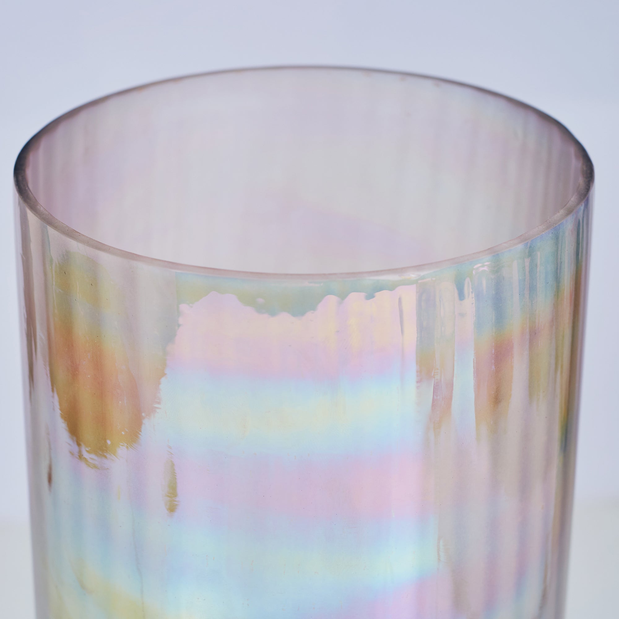 Phiona Glass Fluted Handcrafted Hurricane 33 Cm in Blush Colour
