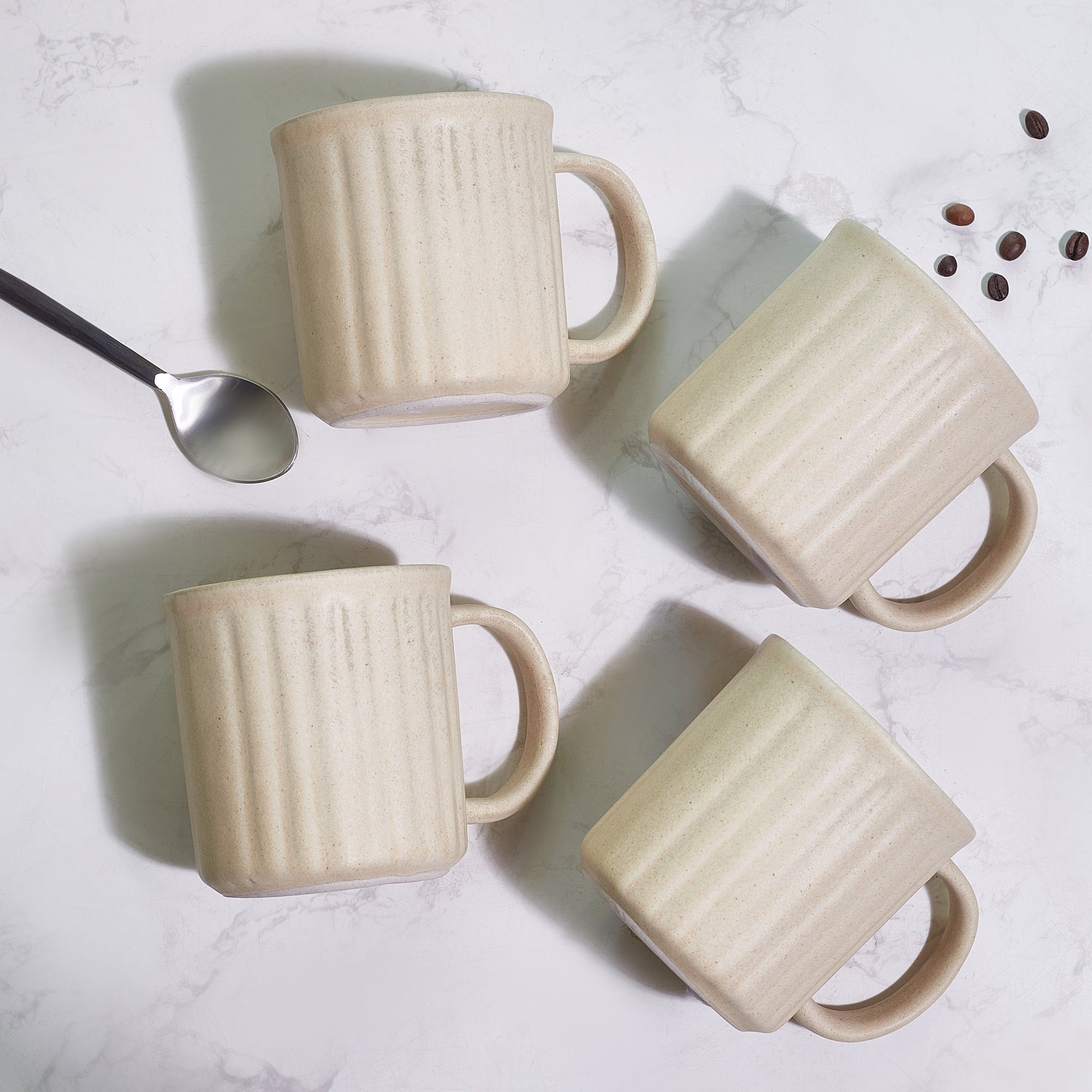 Living Essence WabiSabi Mustard Mug Set of 4Pcs