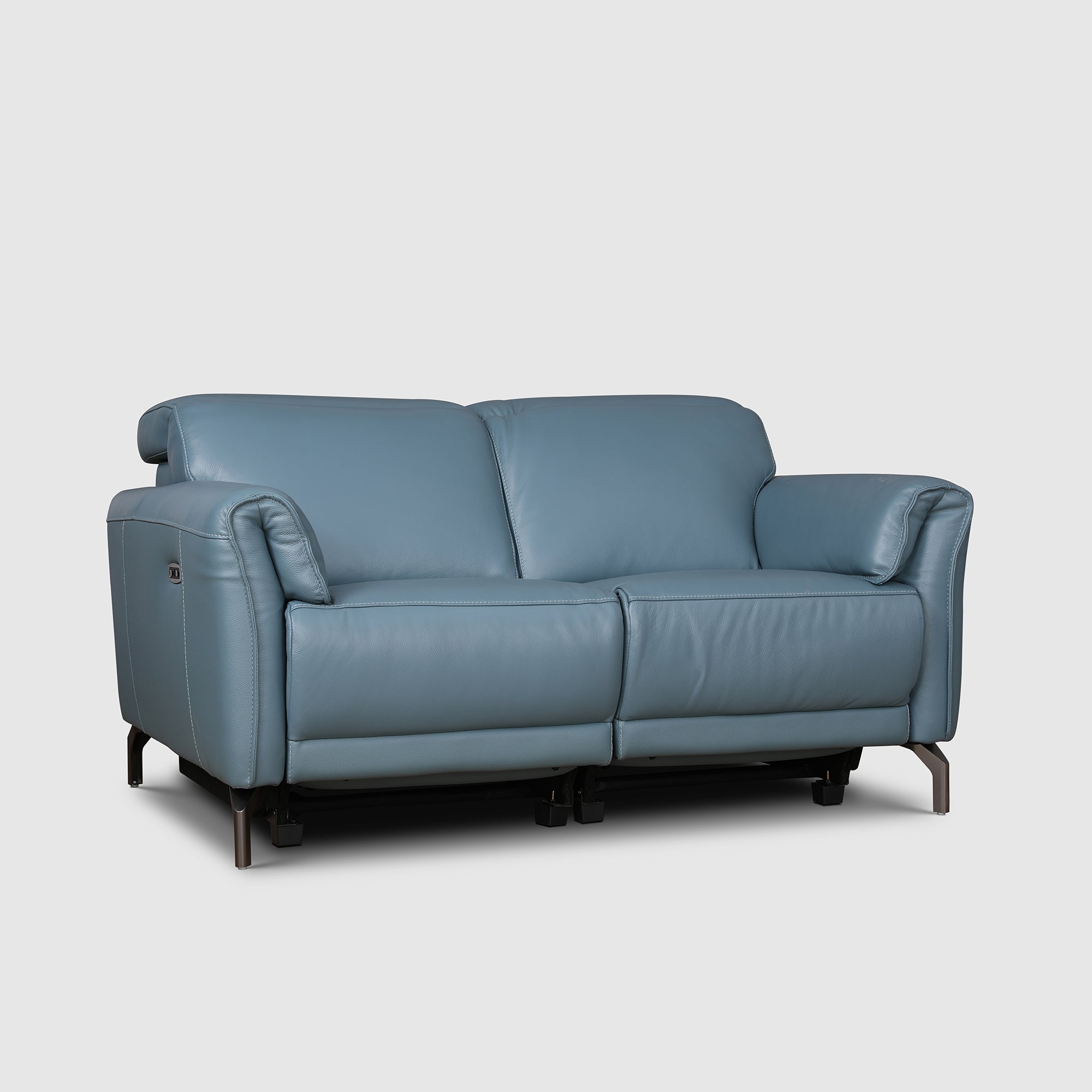 Emilia Half Leather Two Seater Electric Recliner in Blue Colour