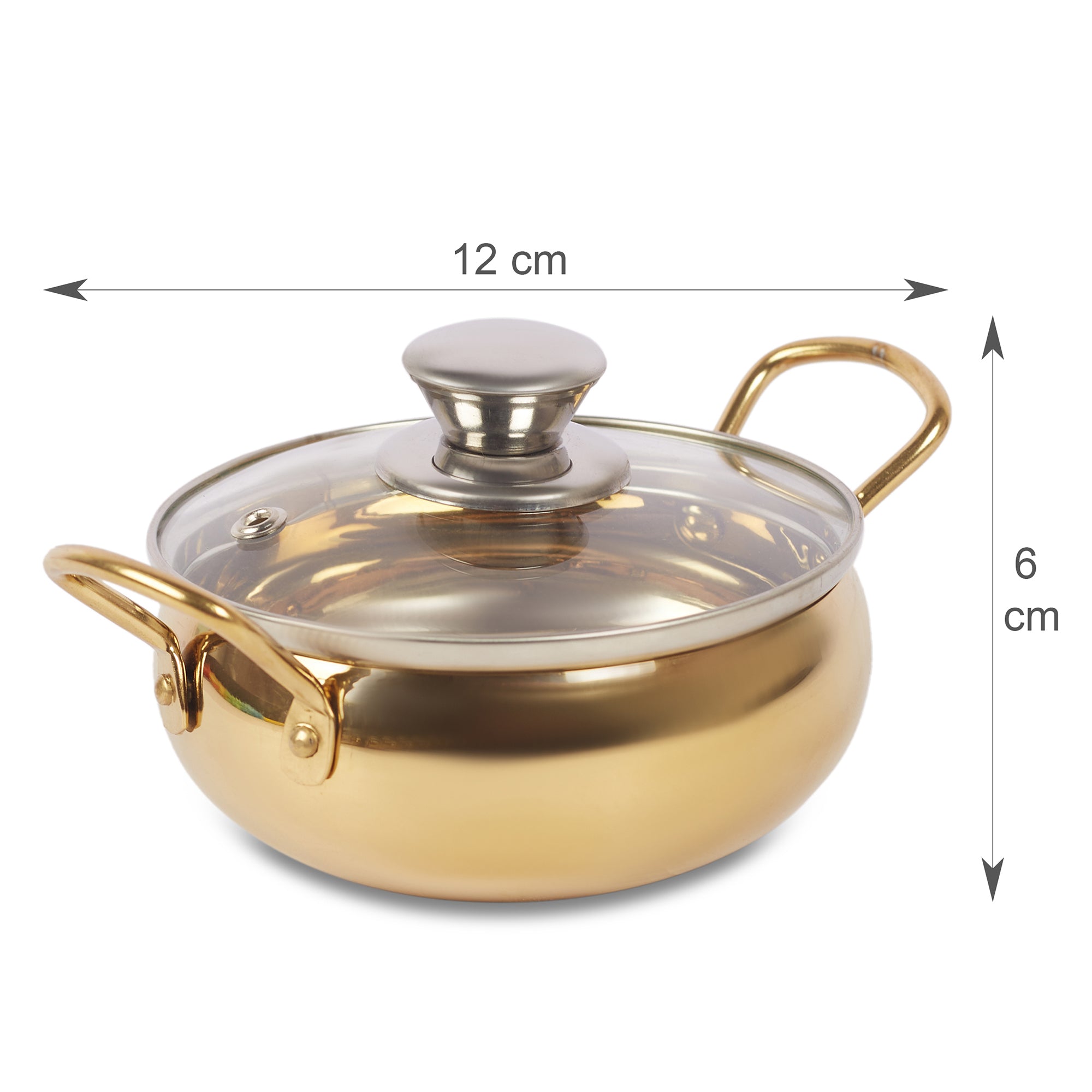 Sapphire Stainless Steel Serving Handi Set of 2 in Gold & Silver Colour by Living Essence