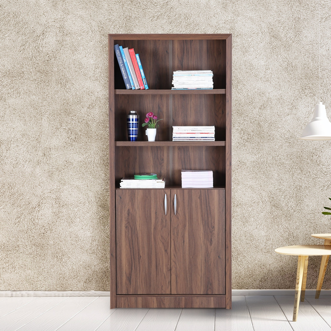 Stark Engineered Wood Open Book Case in Walnut Colour