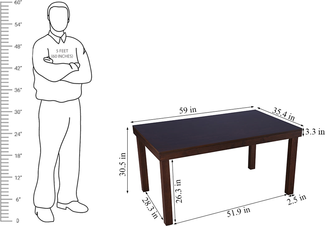Hopton Solidwood 6 Seater Dining Table in Walnut Colour