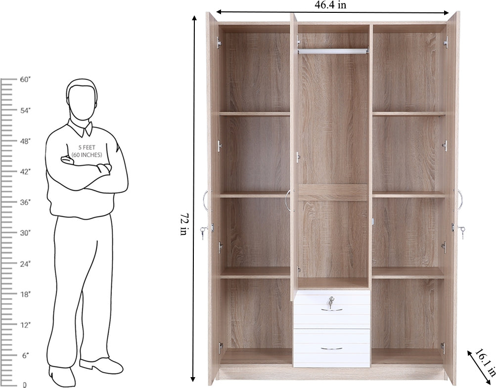 Molly Three door Wardrobe in Multi Colour
