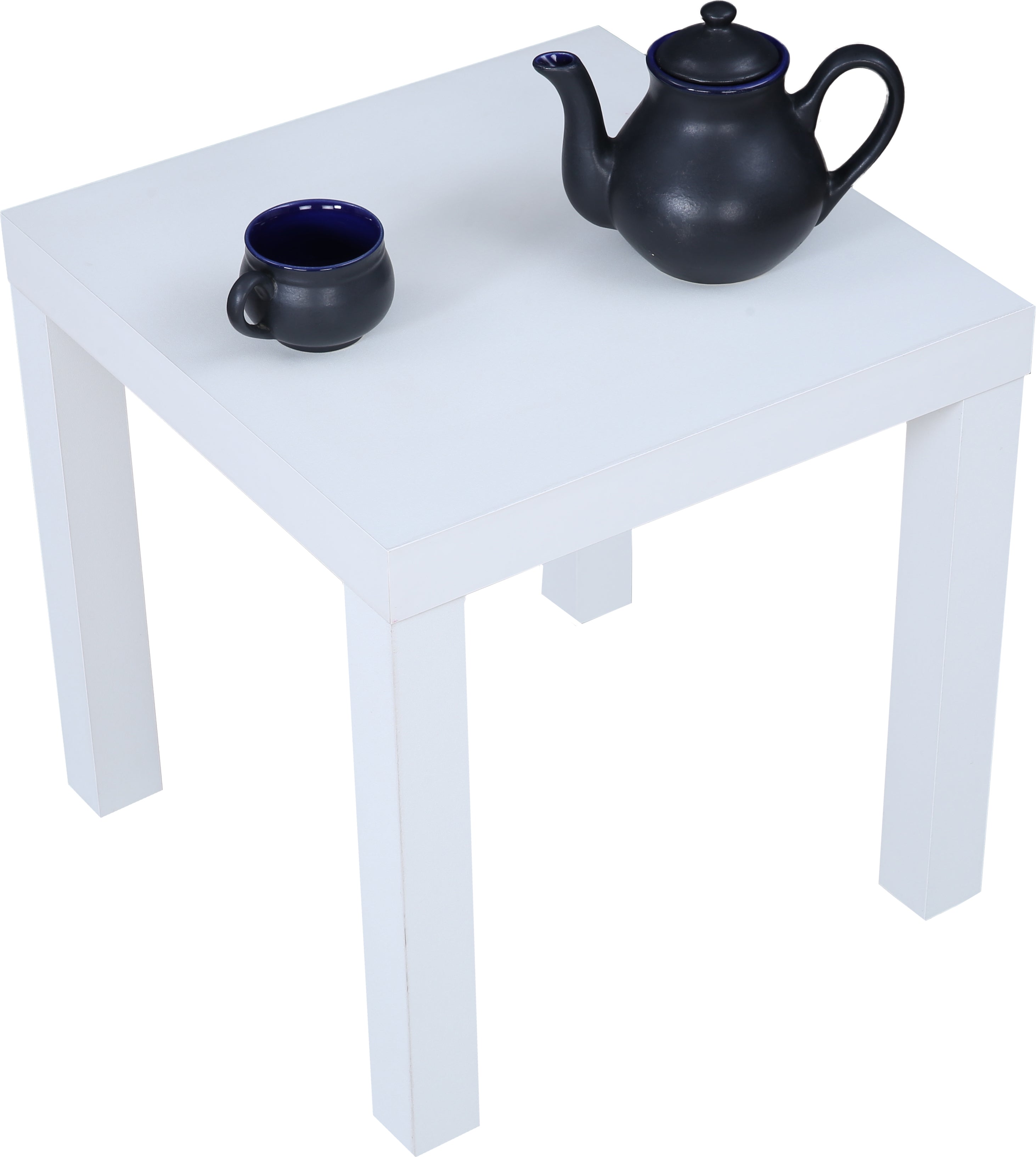 Larix Engineered Wood Side Table in White Colour