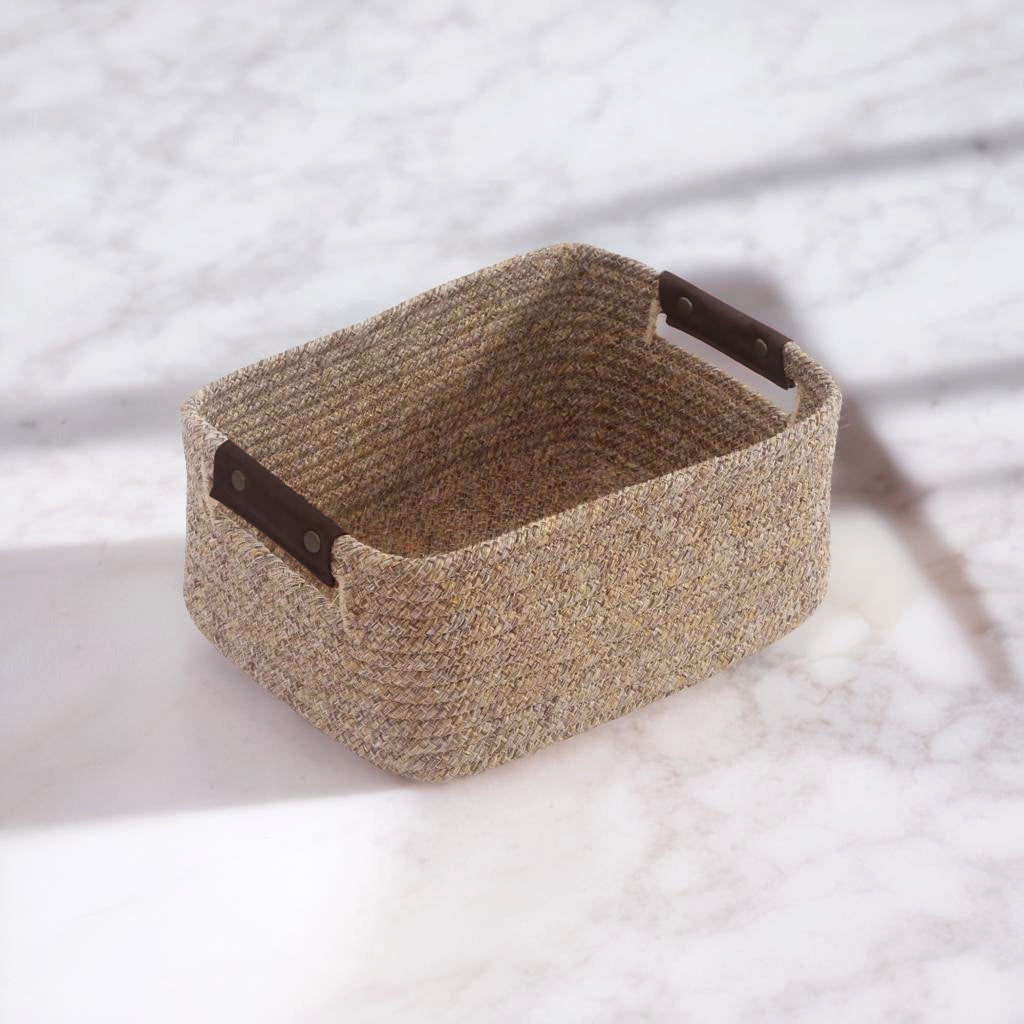 Kenso Polypropylene Living Essence Kenso Organizer Basket Medium in Beige Colour by Living Essence