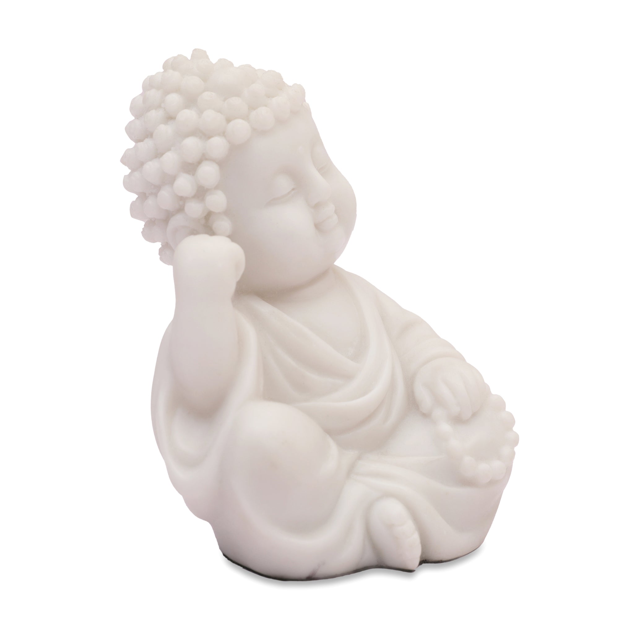 NAQSH SET OF 3PIECE MONK, POLYRESIN HAND FINISHED FIGURINE WHITE BY LIVNG ESSENCE