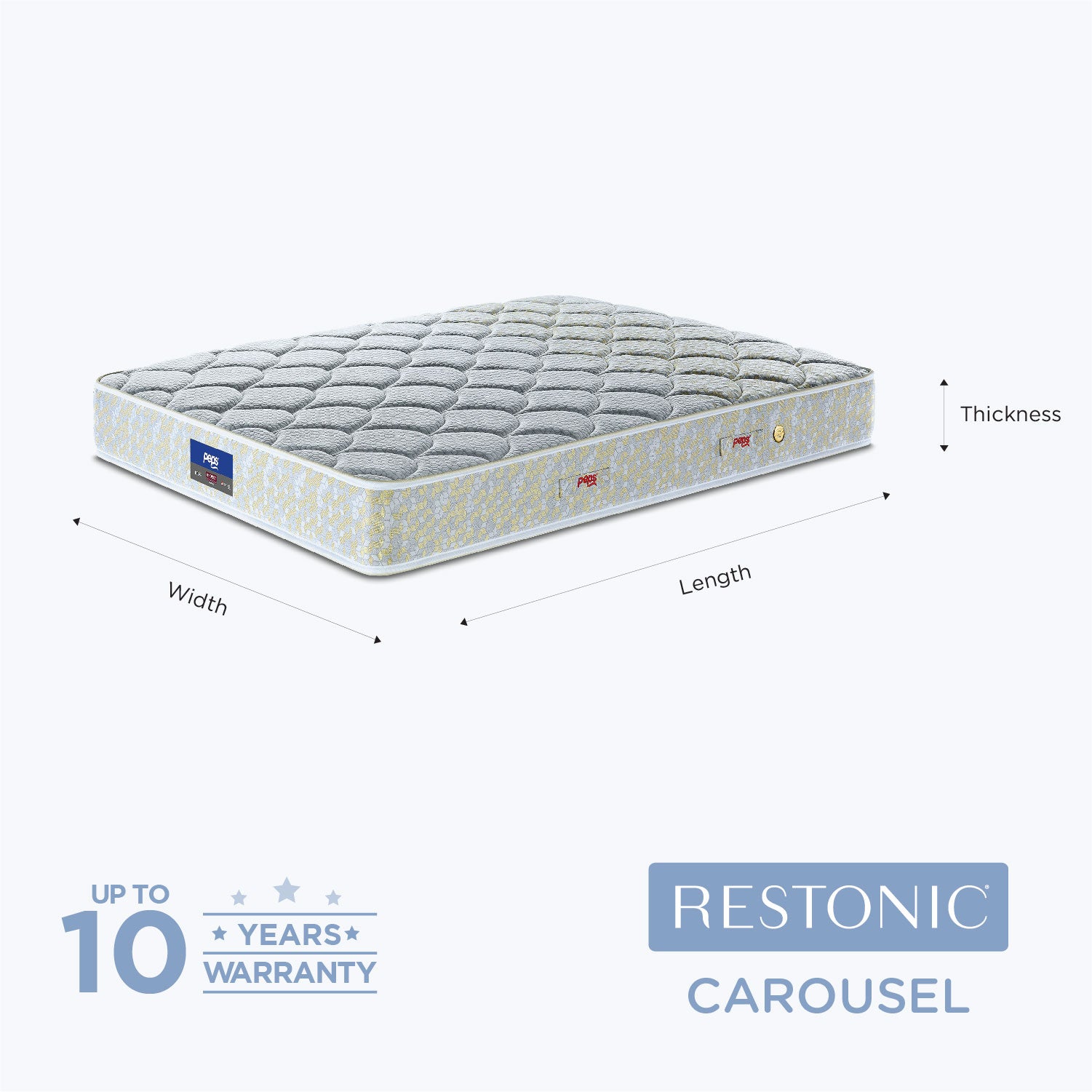 Restonic Carousel Pocket Spring Single Mattress 75x36x6 Inch in Cream Colour