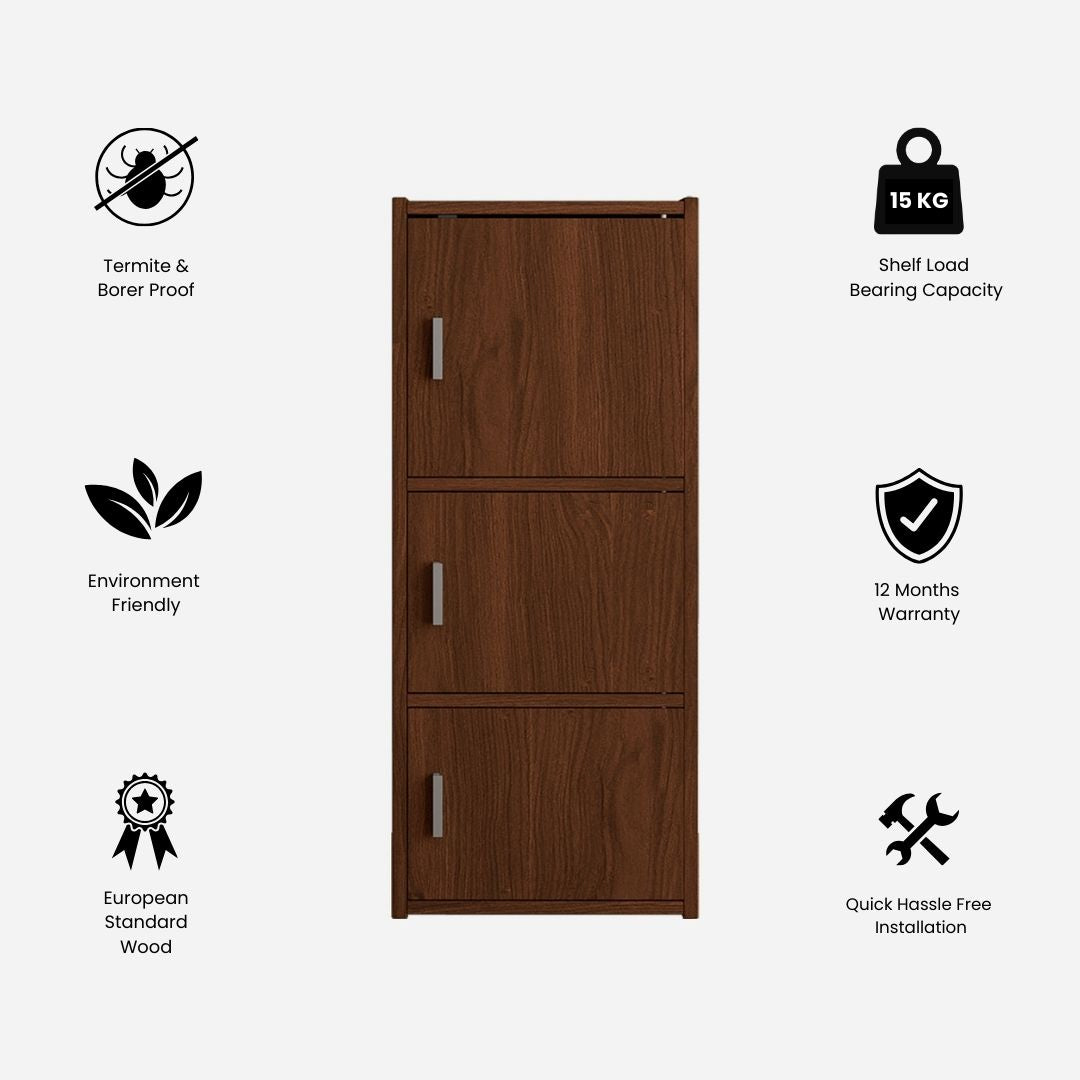 Albert Engineered Wood 3 Tier Cabinet in Oak Colour