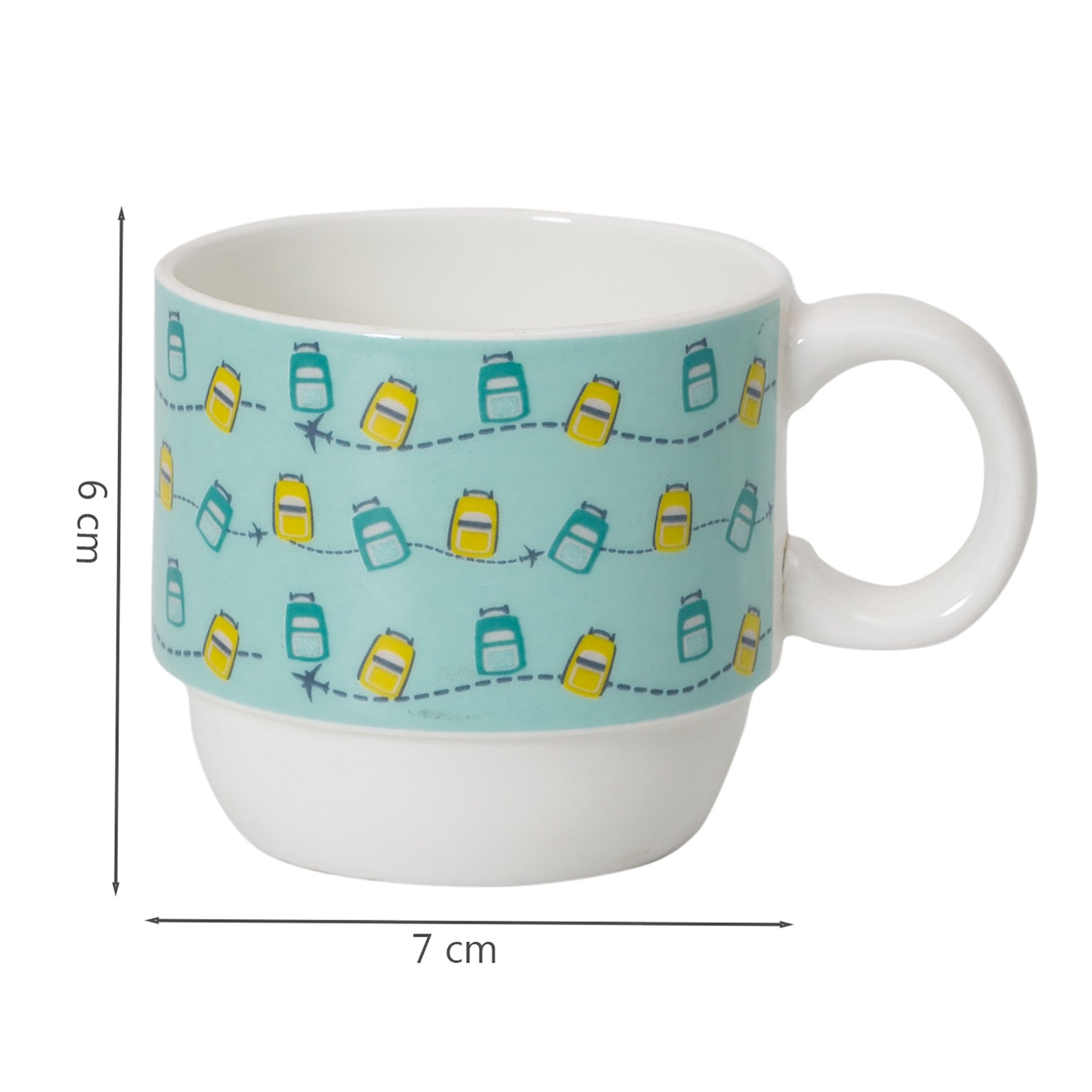 Bahamas Bone China Vacay Stackable 220 Ml Tea Mug Set of 4 with Stand in Multi Colour