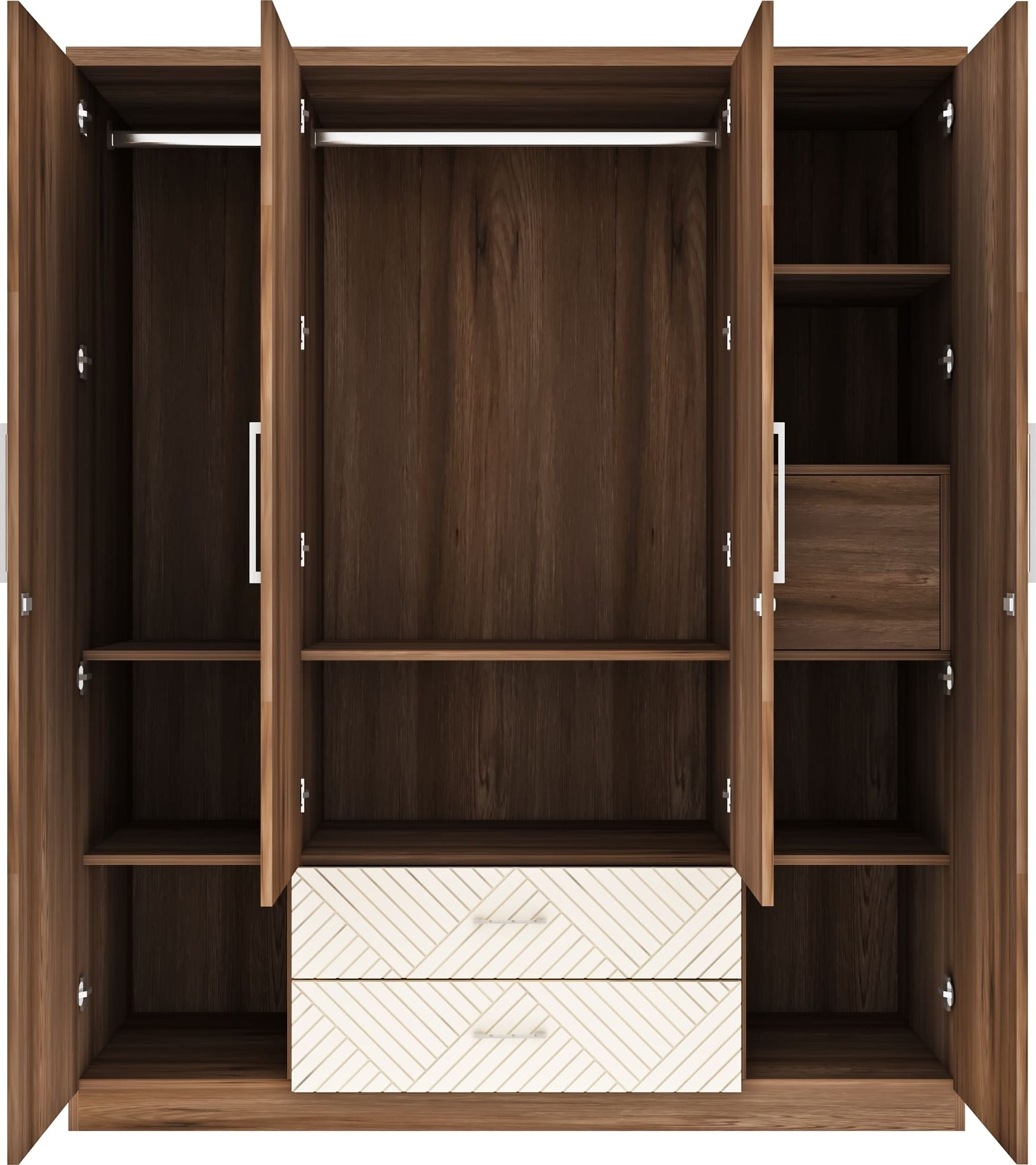 Saville Engineered Wood Four Door Wardrobe with Mirror in Dark Vogue Colour