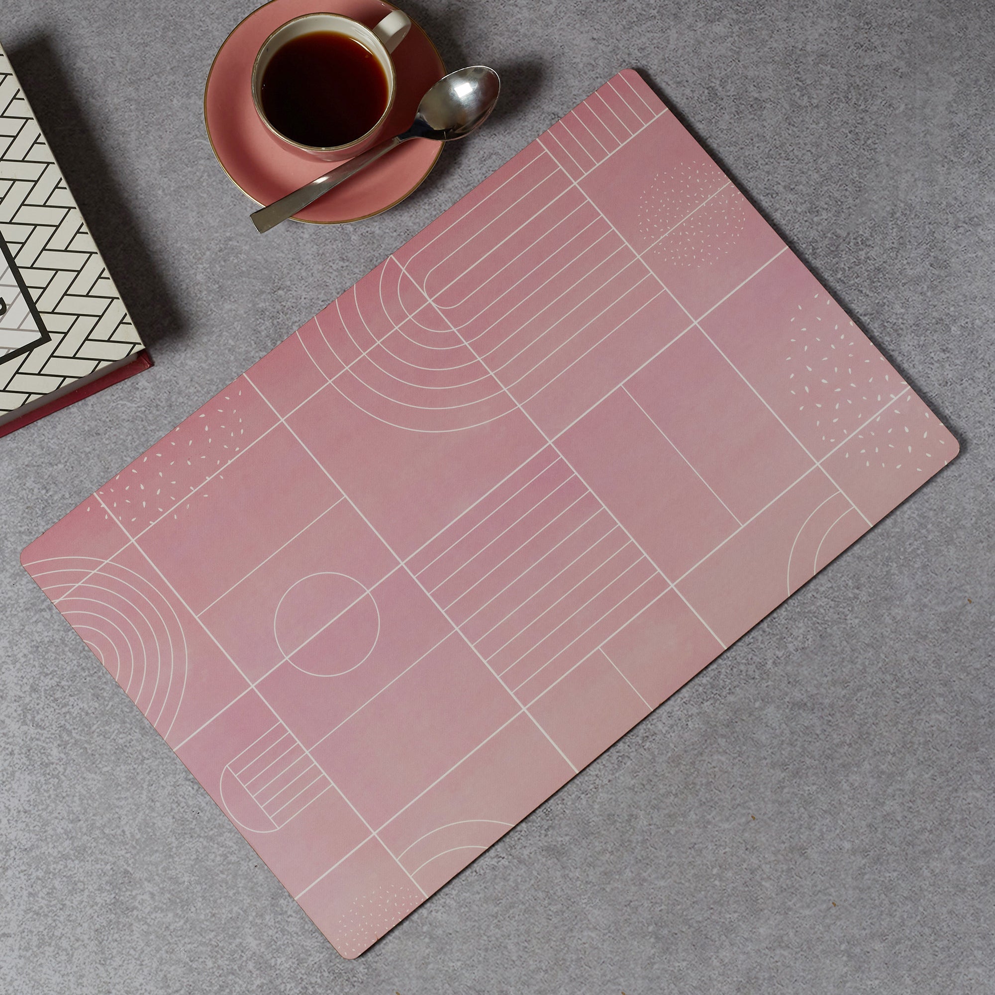 Print Moden Pop Pink Engineered Wood Placemat Set Of 2 in Multi Colour
