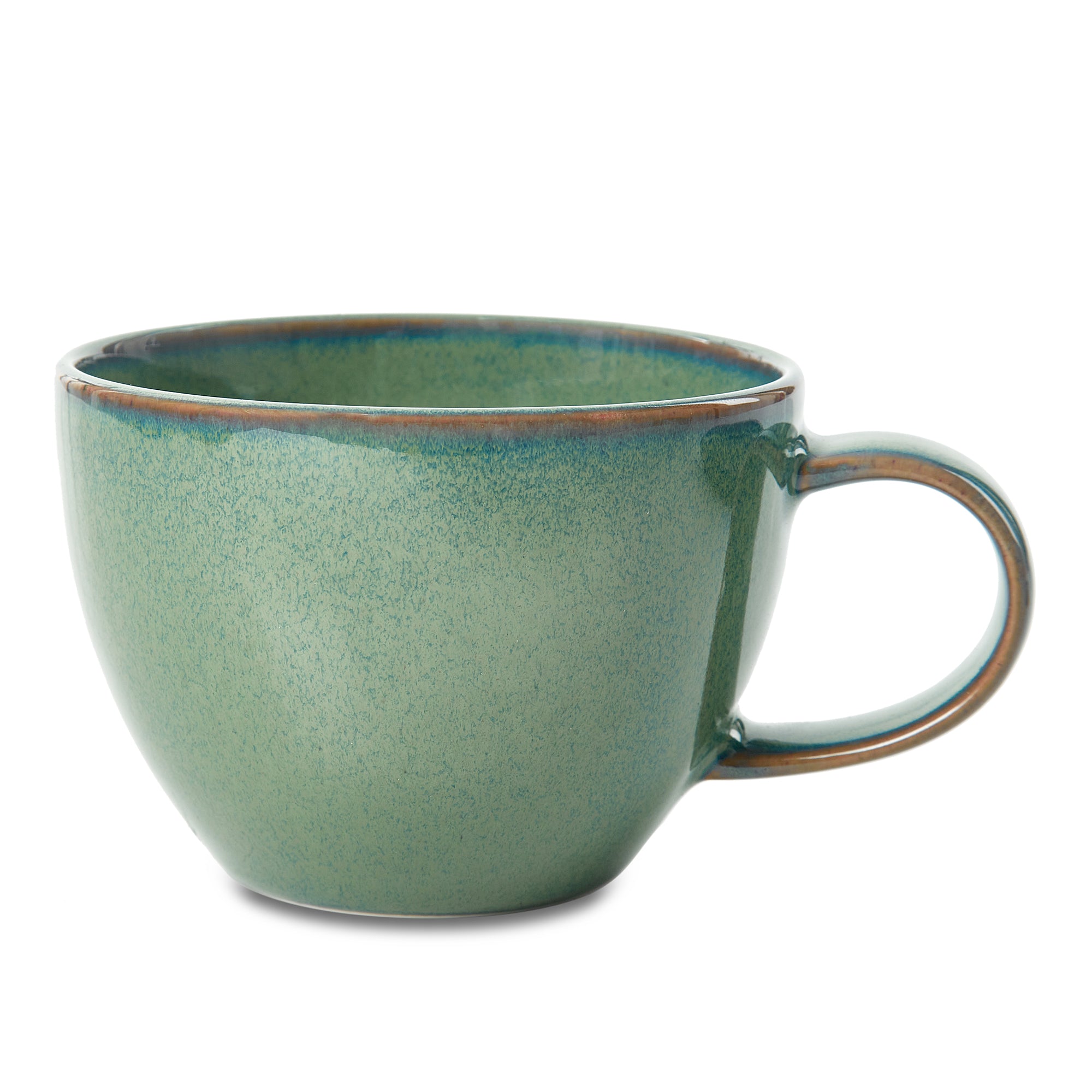 Hygge Studio Pottery Stoneware Cup & Saucer Set of 4 in Sage Green Colour