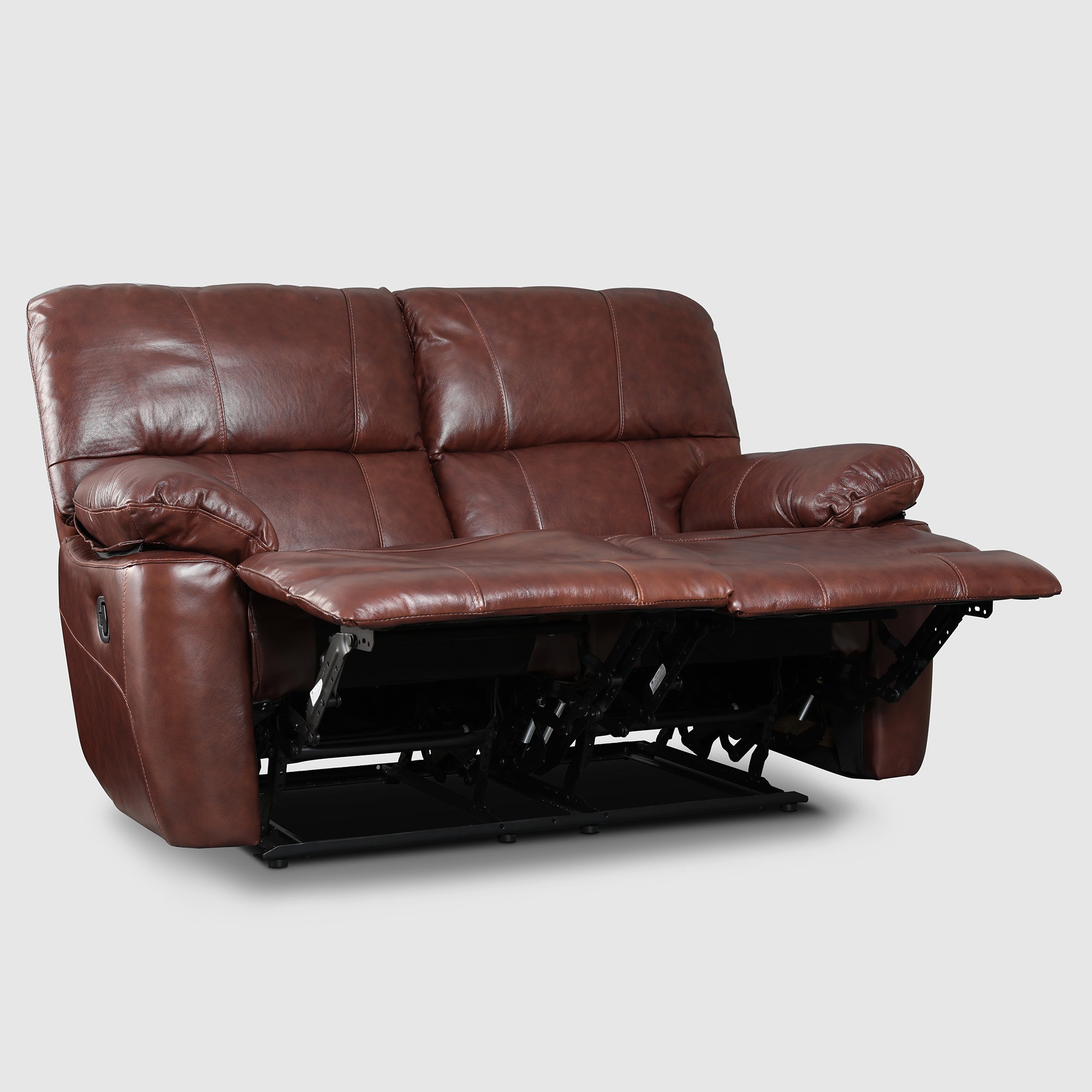 Charles Half Leather Two Seater Recliner in Brown Colour