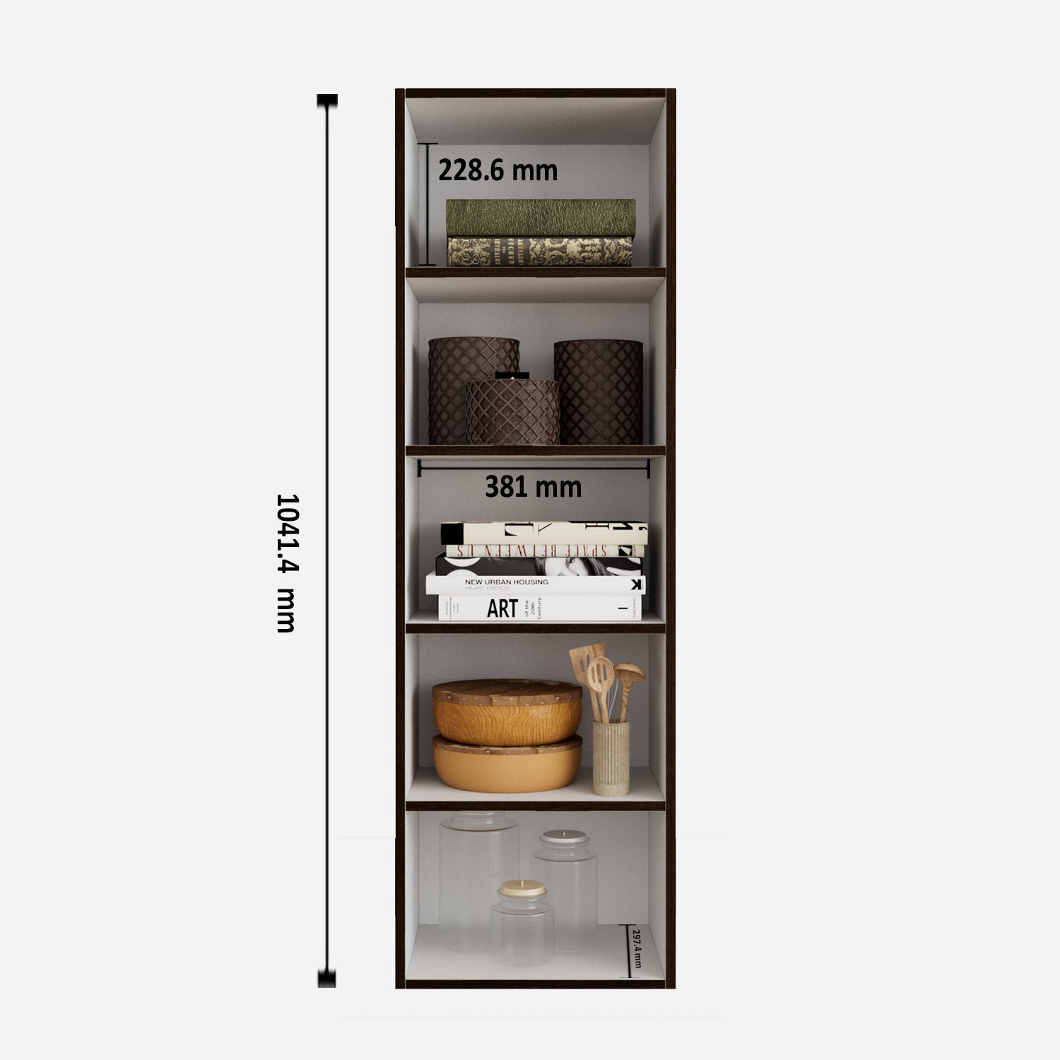 Mezzola Engineered Wood 5 Tier Bookshelf in Wenge Colour