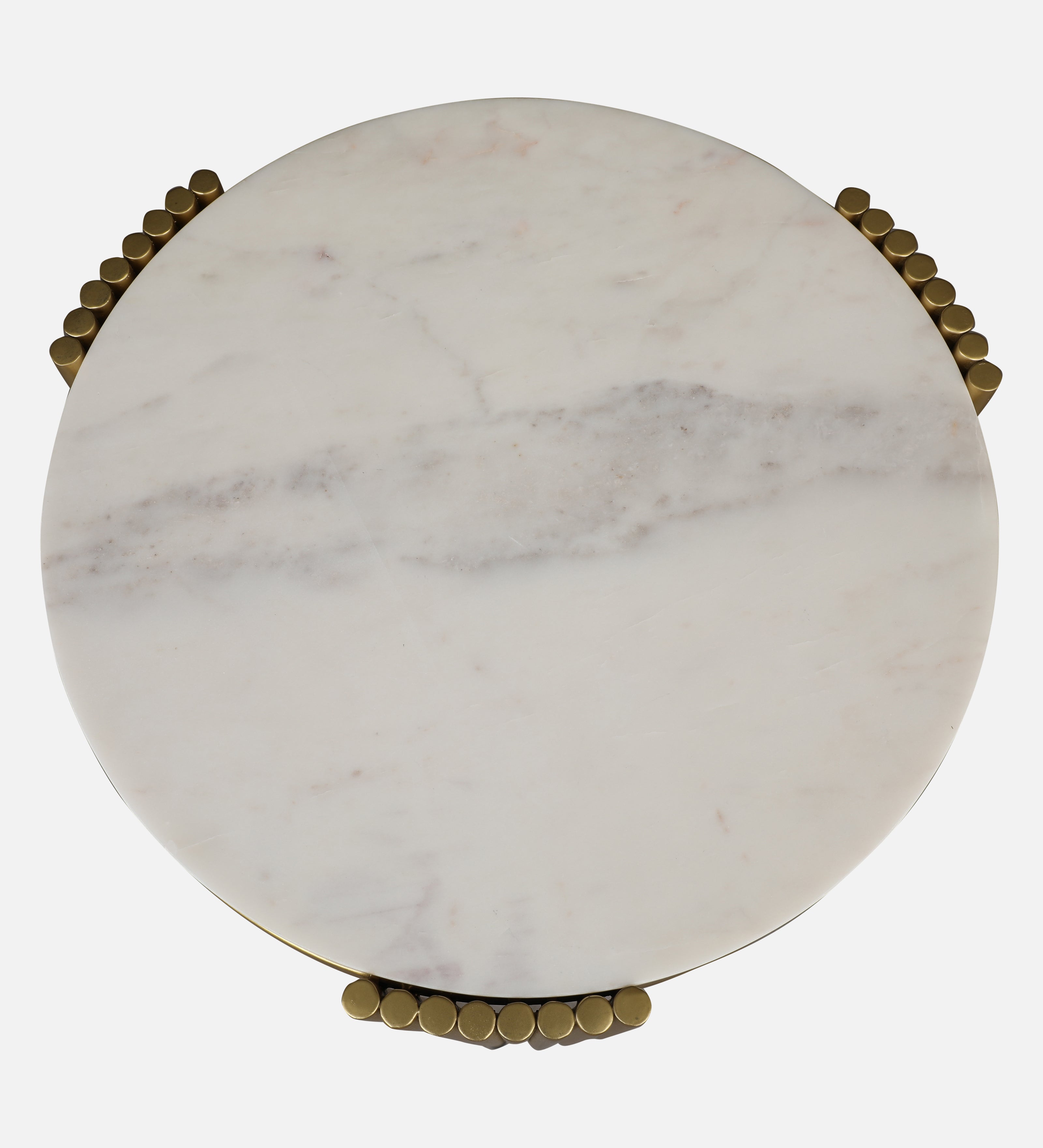 Giove Marble & Iron Side Table in White and Gold Colour