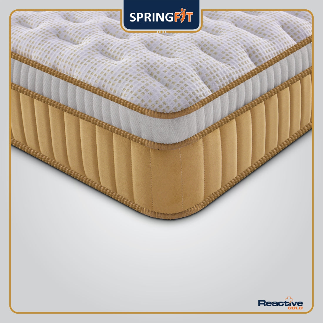 Reactive Gold Orthopedic Support Memory Foam Queen Mattress 78x66x8 Inch in Grey Colour
