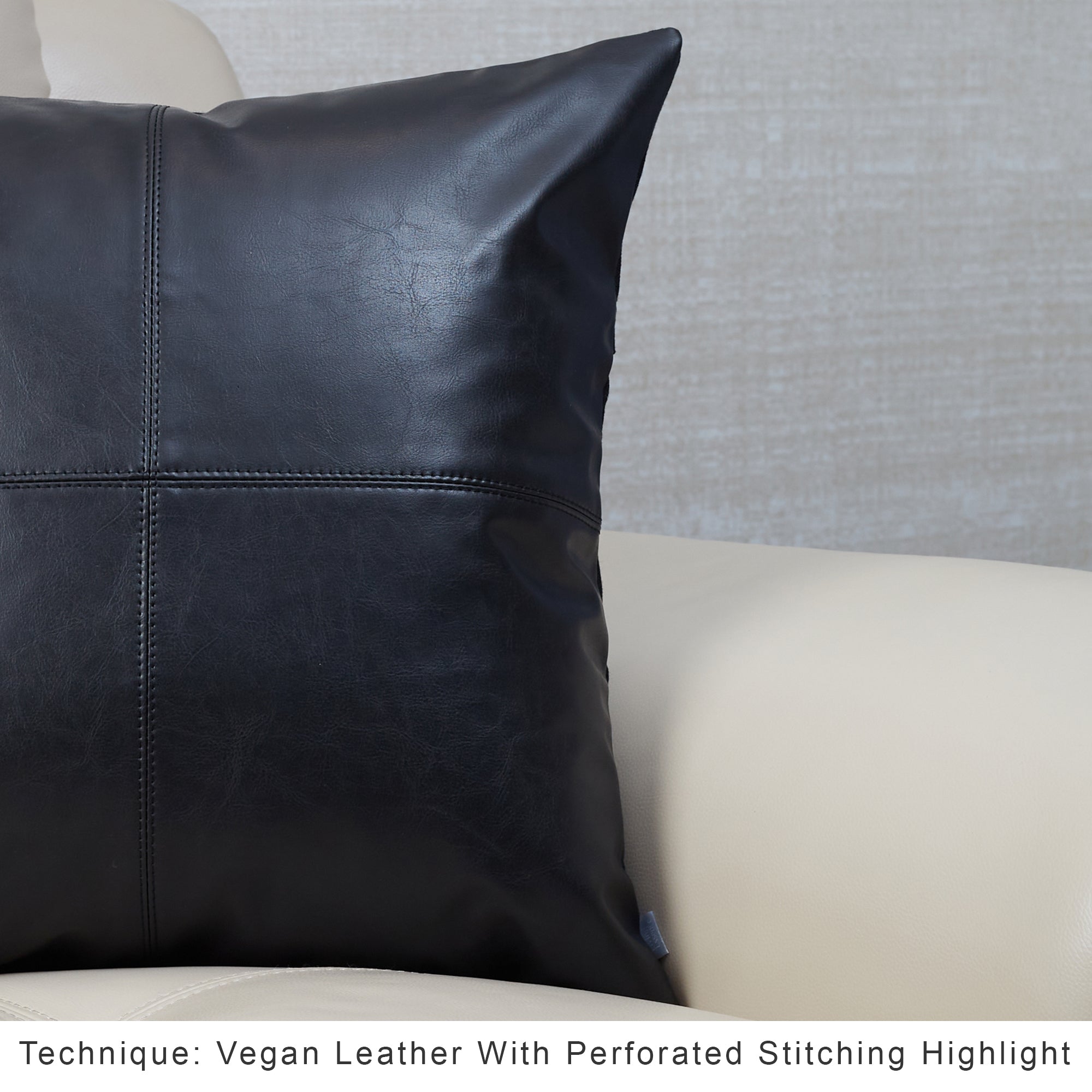 Luxe Living  Vegan Leather Cushion Cover 45x45 Cm in Black Colour