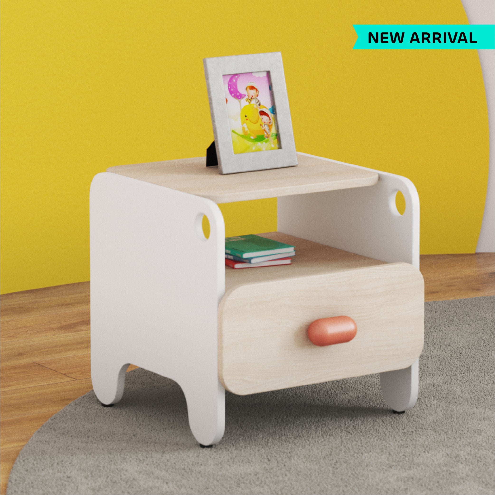 Boop Bed Side Table in Pearly White Colour