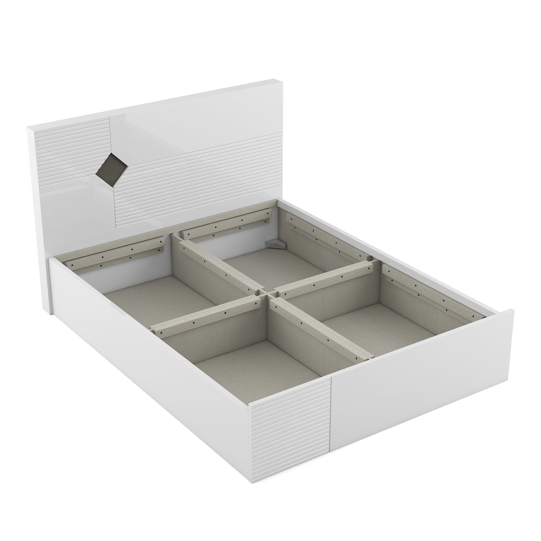 Gwen  King Bed With Box Storage in White  & Denim Colour