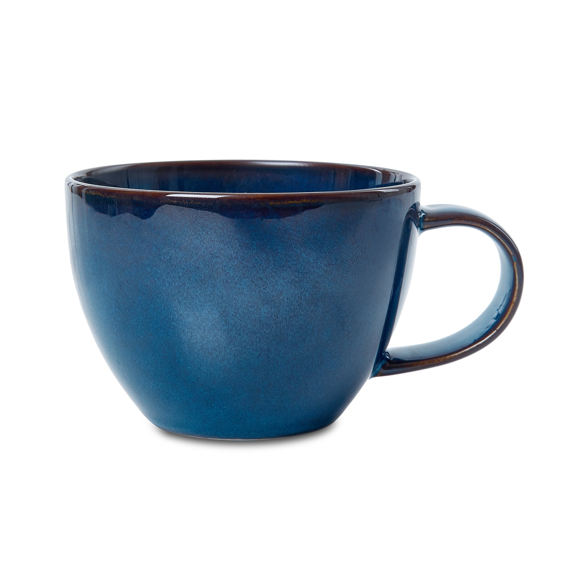 Hygge Studio Pottery Stoneware Cup & Saucer Set of 4 in Navy Blue Colour