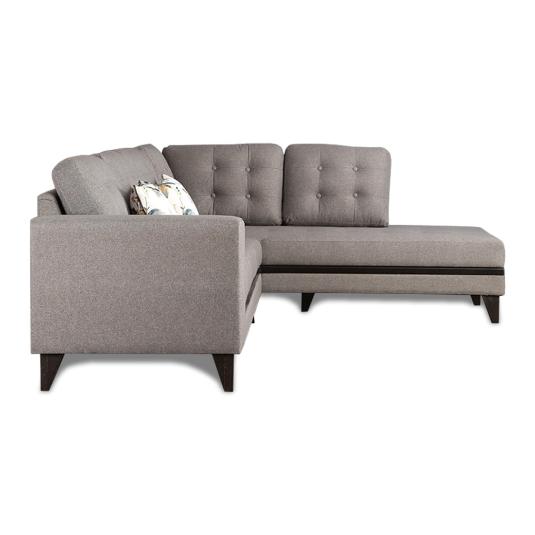 Garcia Fabric 3 Seater Sofa With Left Hand Side Lounger in Grey Colour
