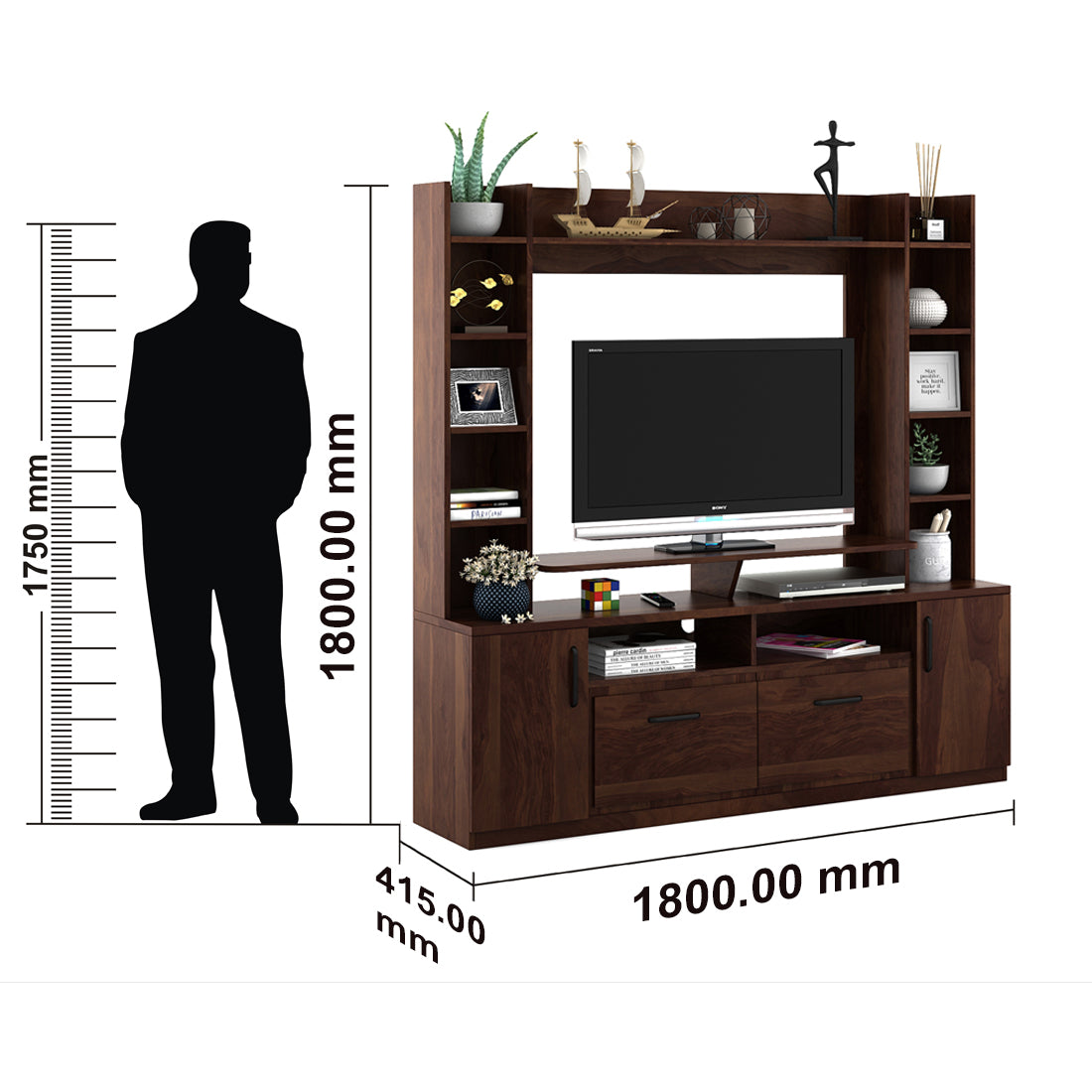 Antwerp Full Height TV Unit in Sheesham Colour