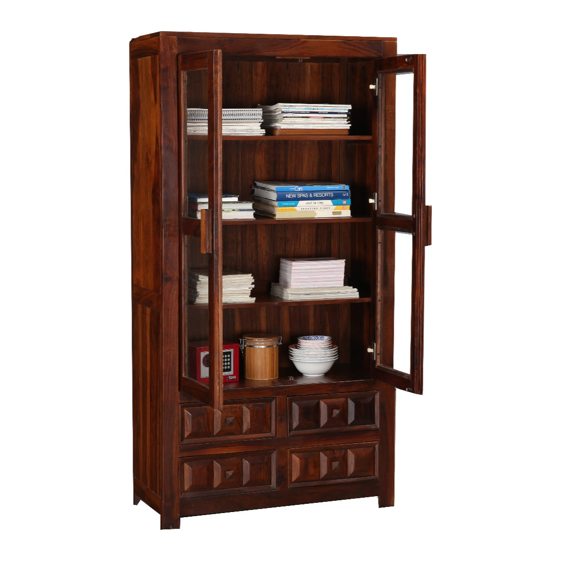 Woodrow Sheesham Wood(Rosewood) Book Shelf in Honey Colour