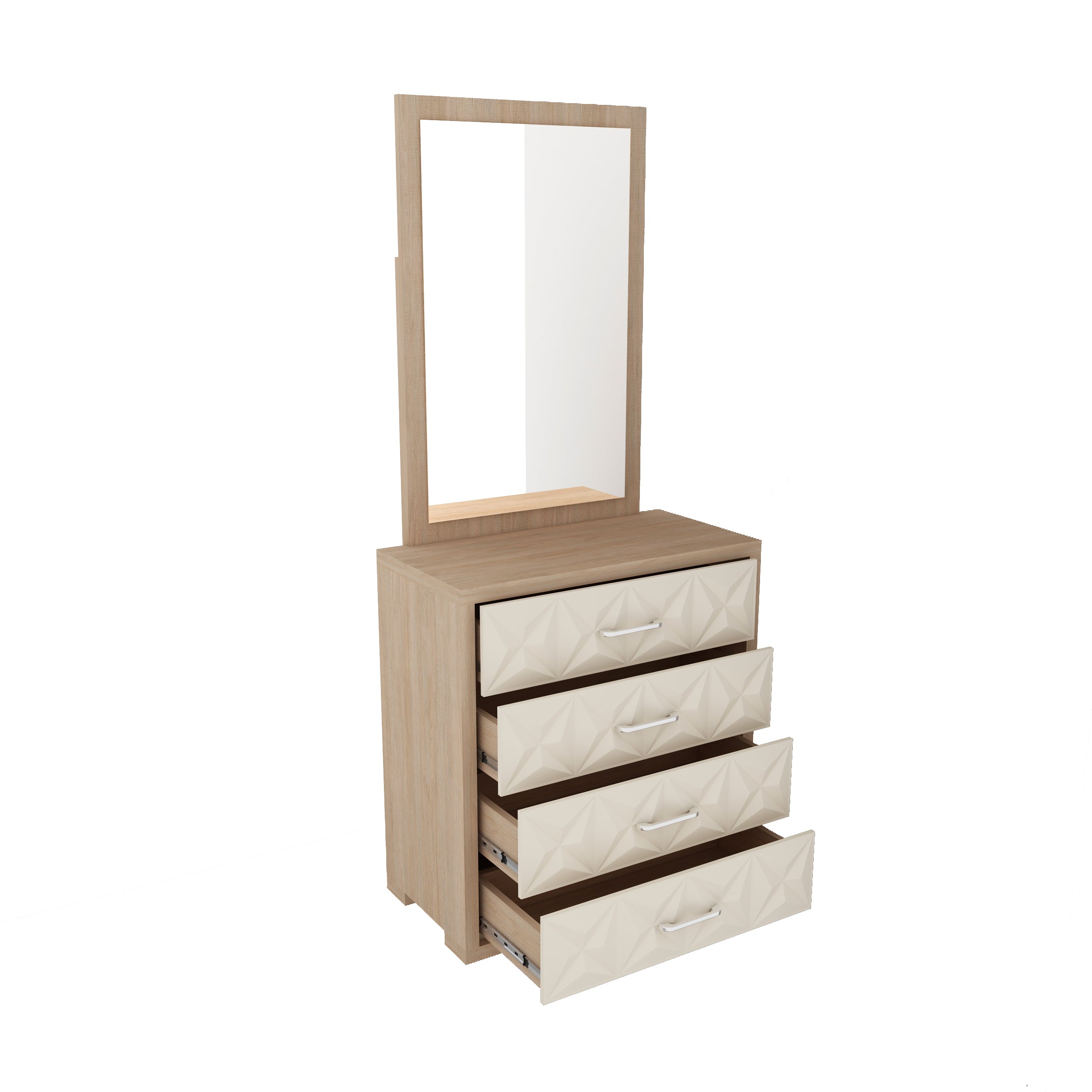 Jordan Dresser With Mirror in Sonam Oak & White Colour