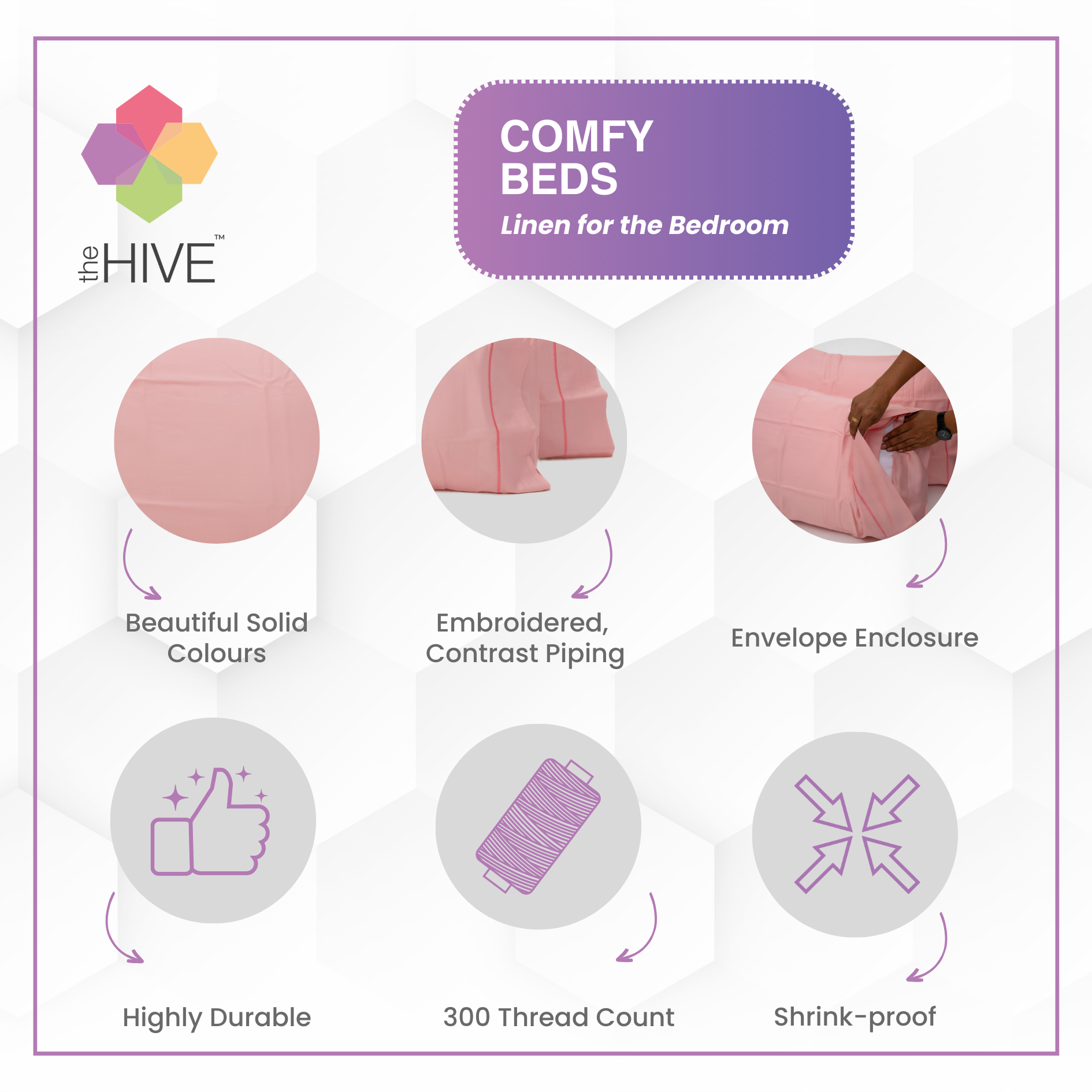 Comfy Beds Set of 2 Pillow Covers Pastel Pink, 45x70cm