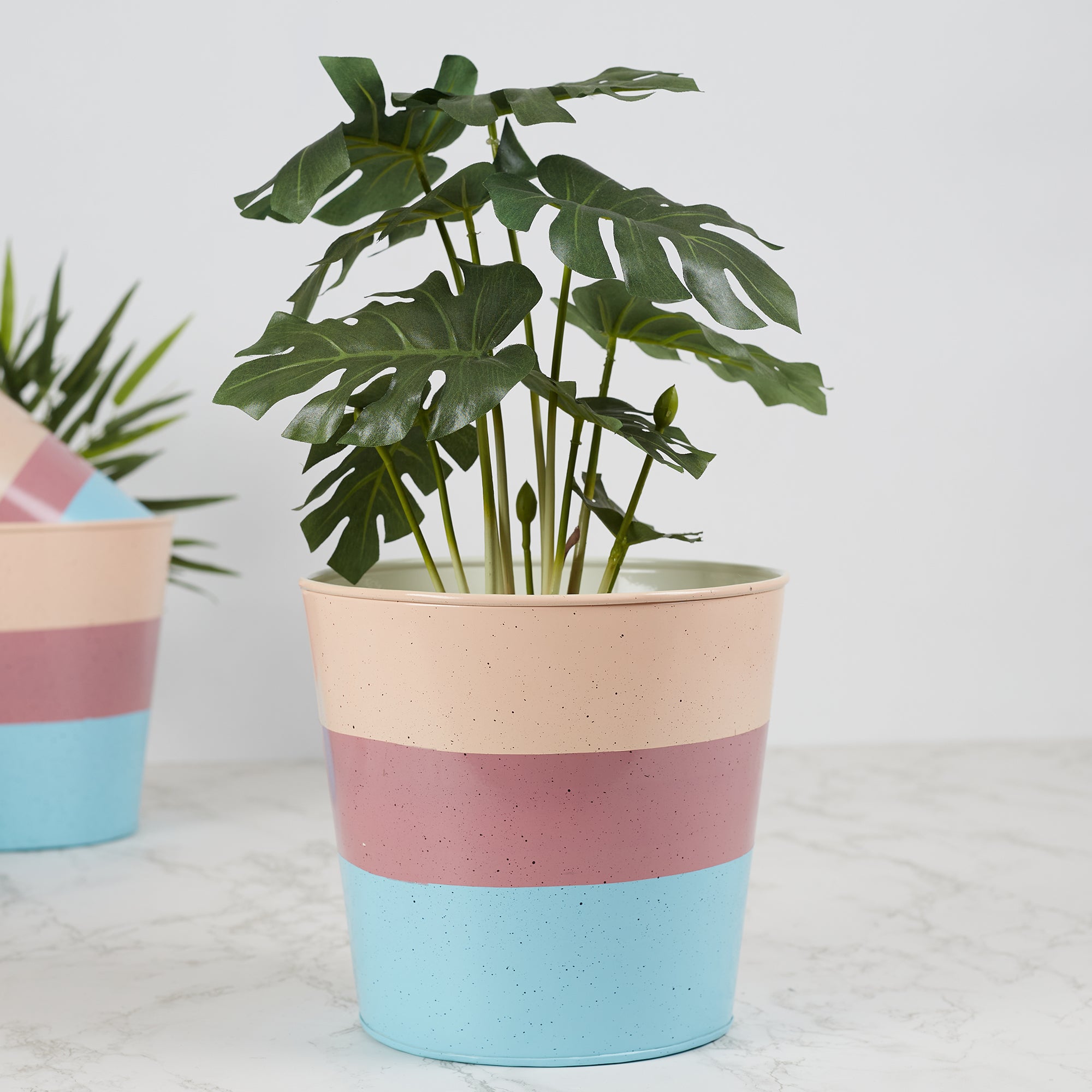 Pep Pop Metal Multi Band Planter 19Cm in Blush Colour