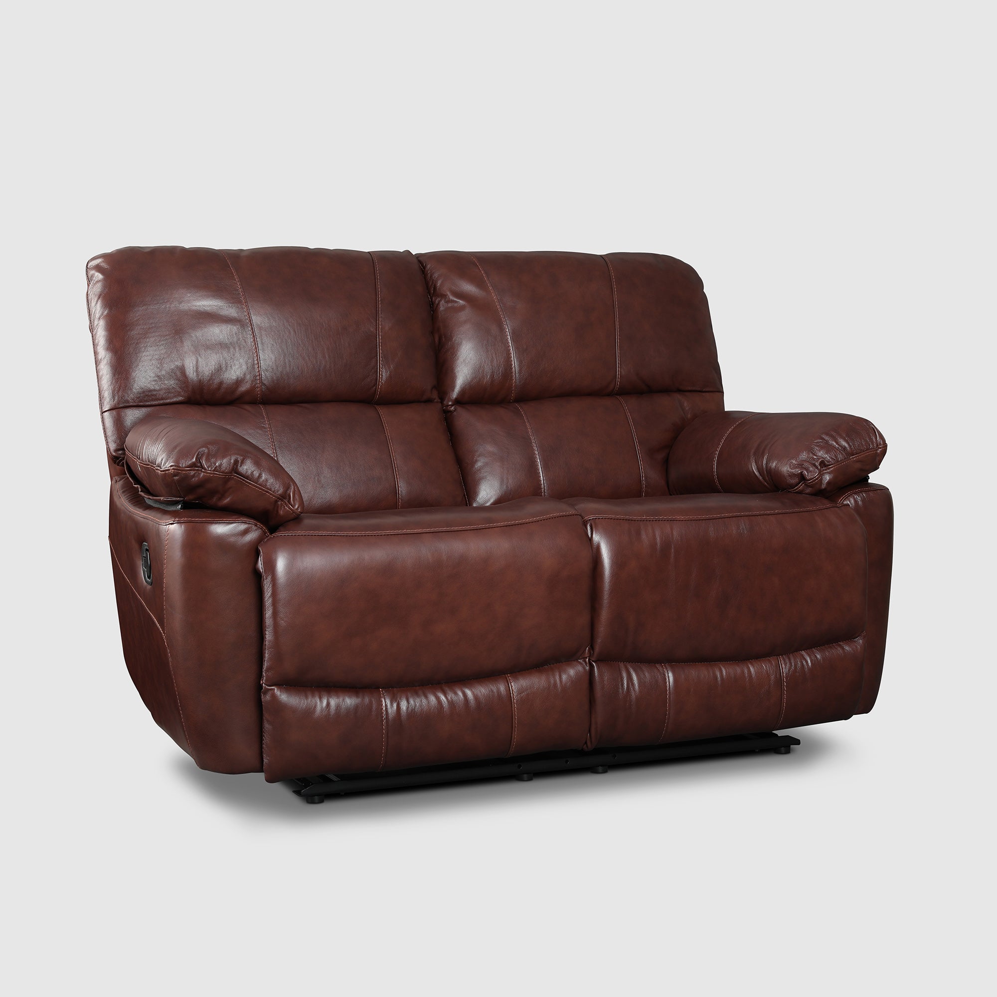 Charles Half Leather Two Seater Recliner in Brown Colour
