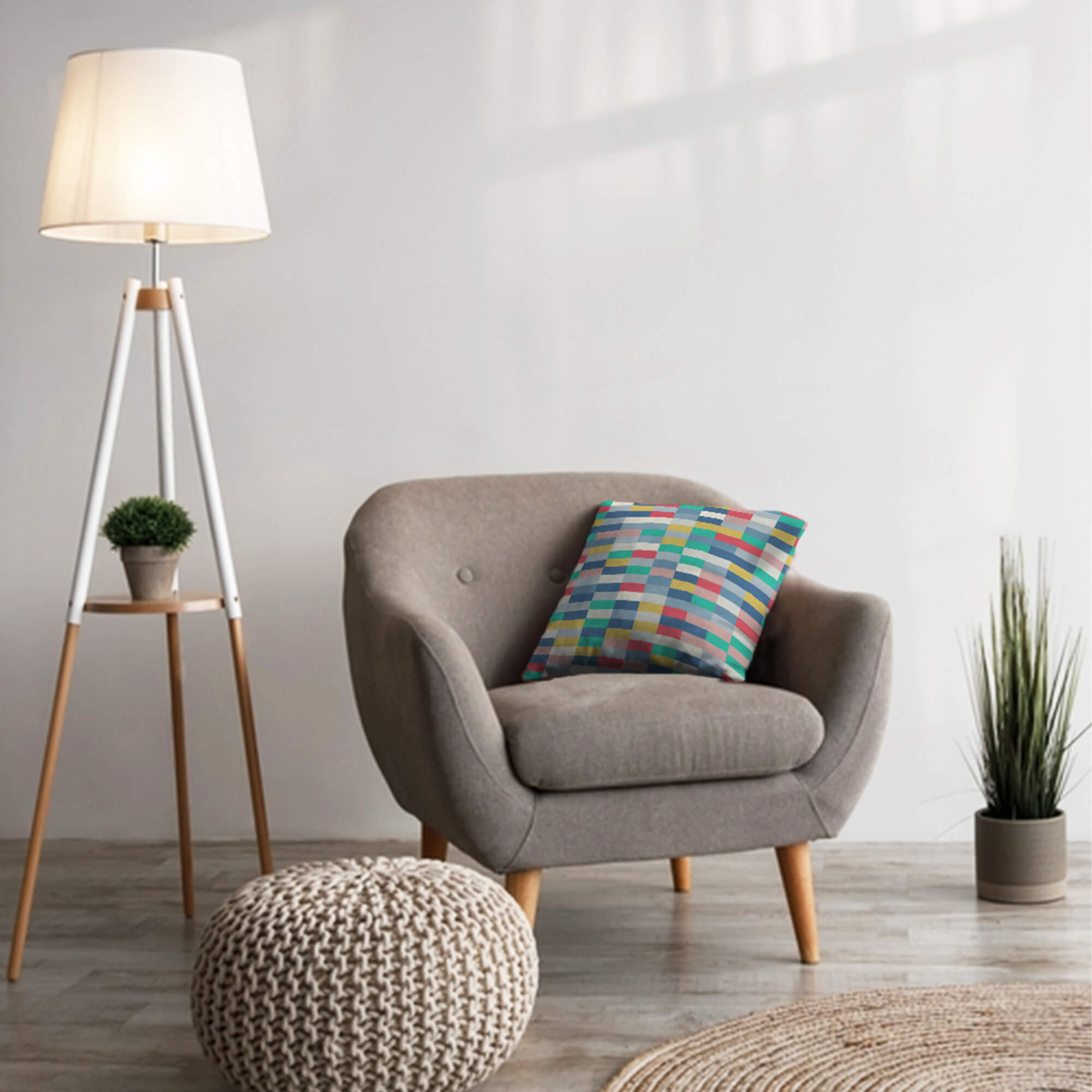 Pop Modern  Reversible Brick Digital Cushion Cover 40x40 Cm in Multi Colour