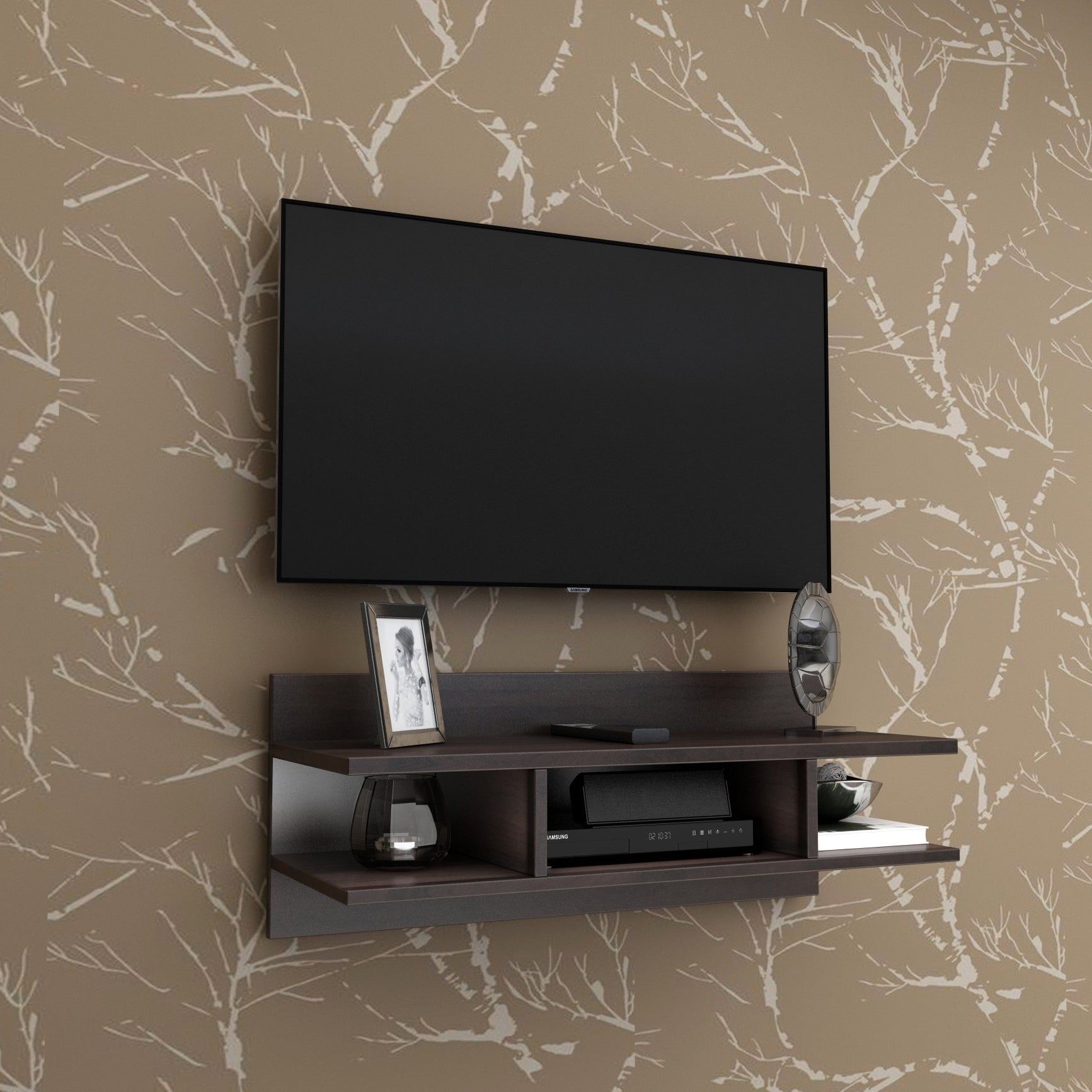 Cash Engineered Wood Wall Unit in Dark Walnut Colour