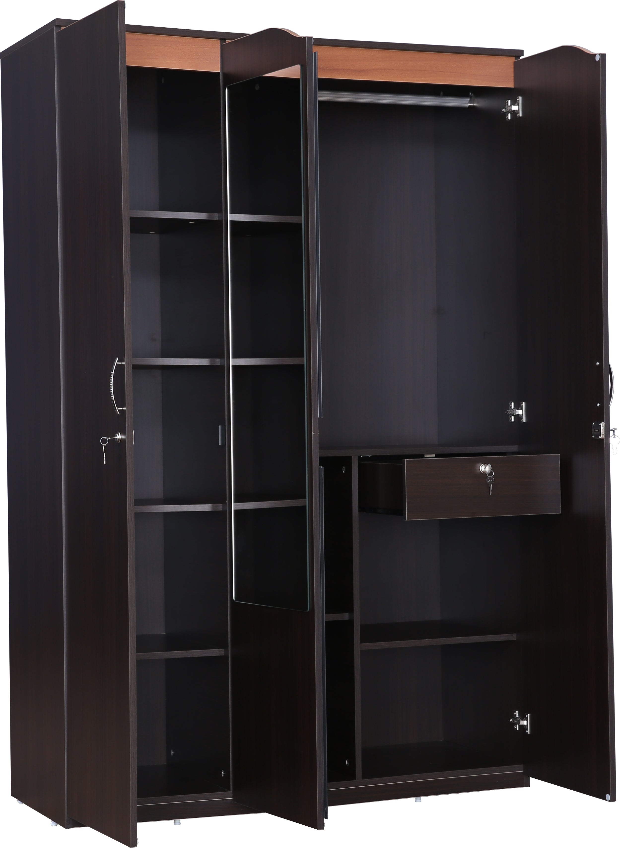 Swirl Three door Wardrobe in Dark Oak Colour