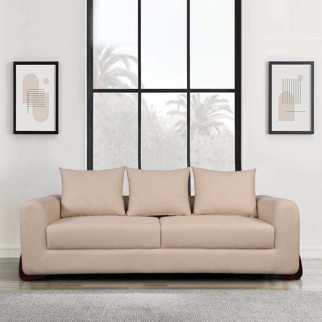 Bodhi Fabric Three Seater Sofa in Beige Colour