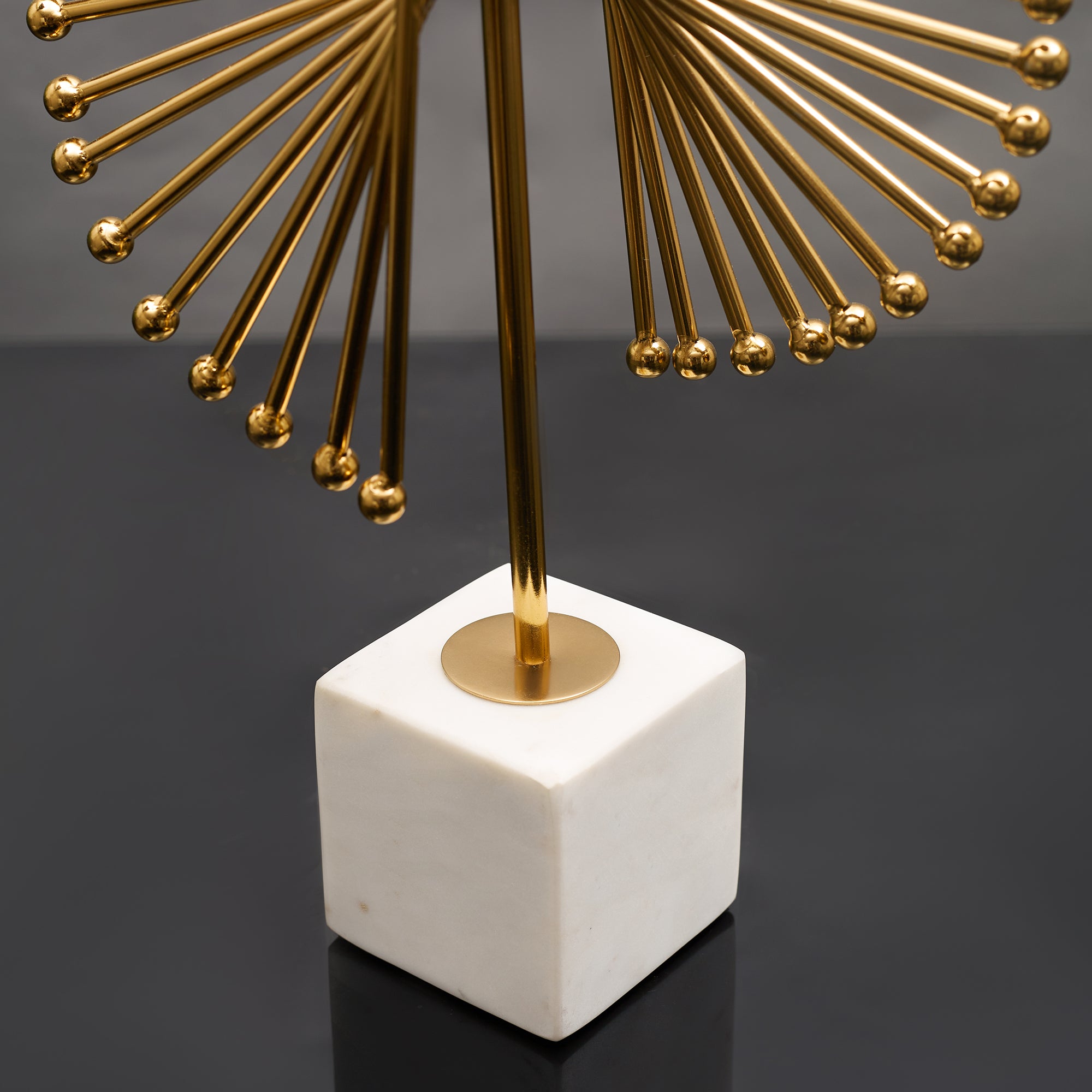 Reeves Metal And Marble Abstract Table Decor in White & Gold Colour