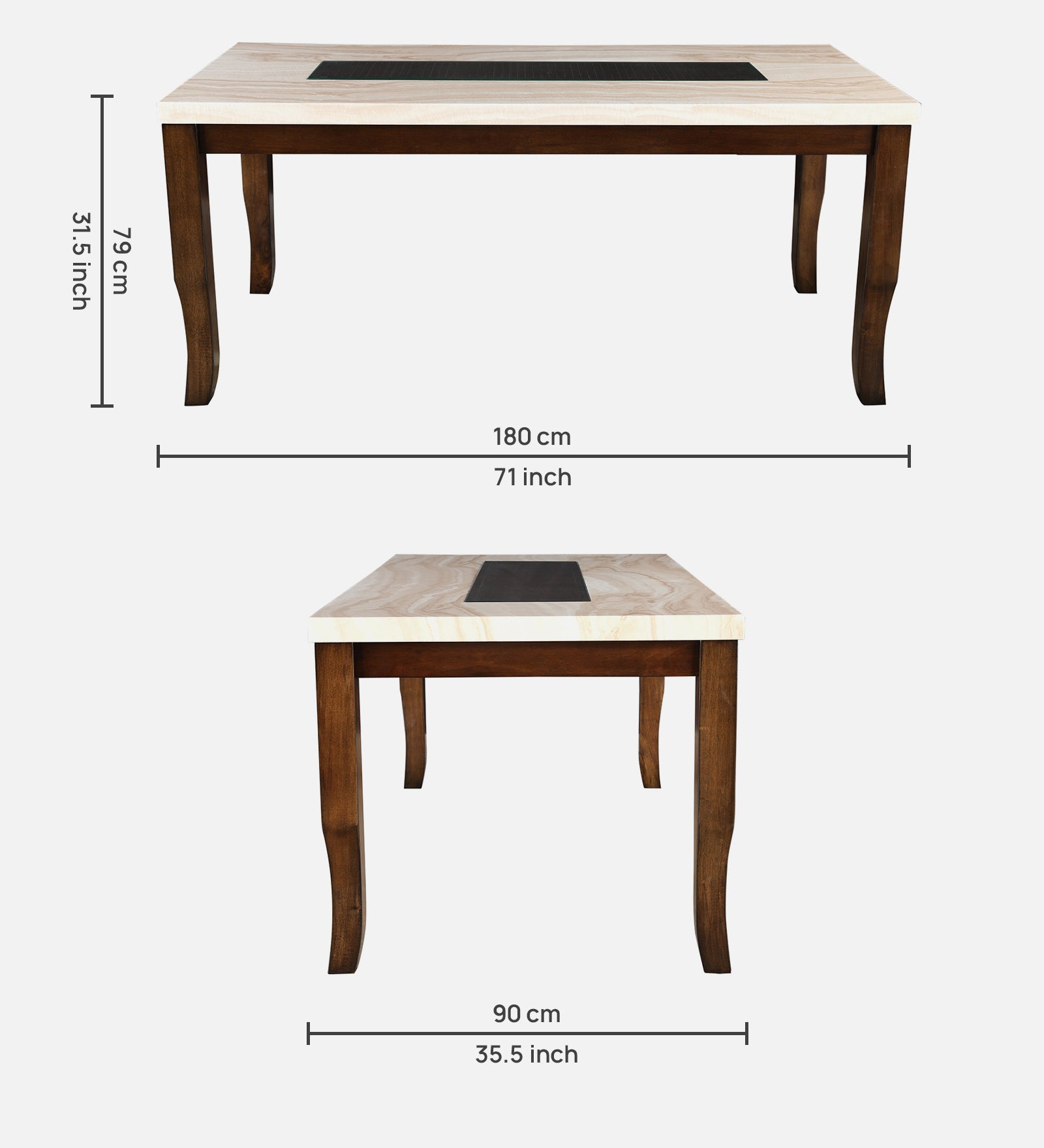 Nexus Marble Finish Six Seater Dining Table in Antique Cherry Colour