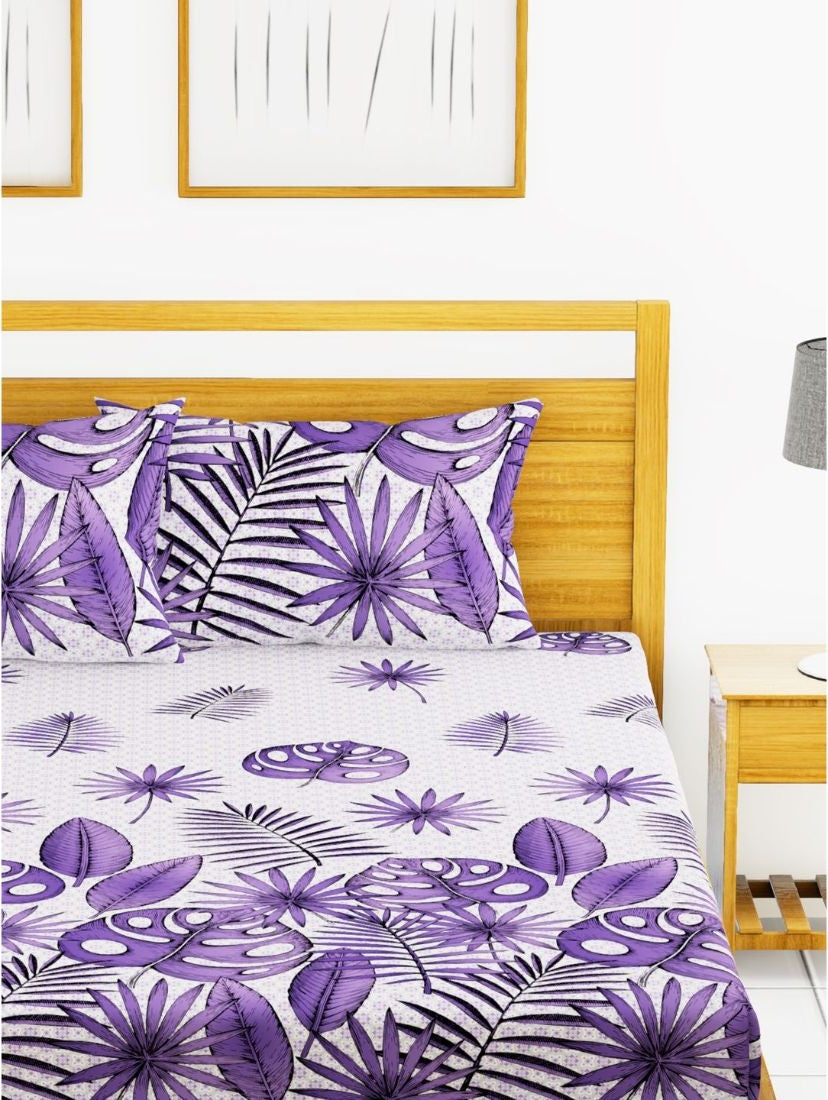 Callista Cotton King Bed Sheet 274X274 Cm in Purple Colour