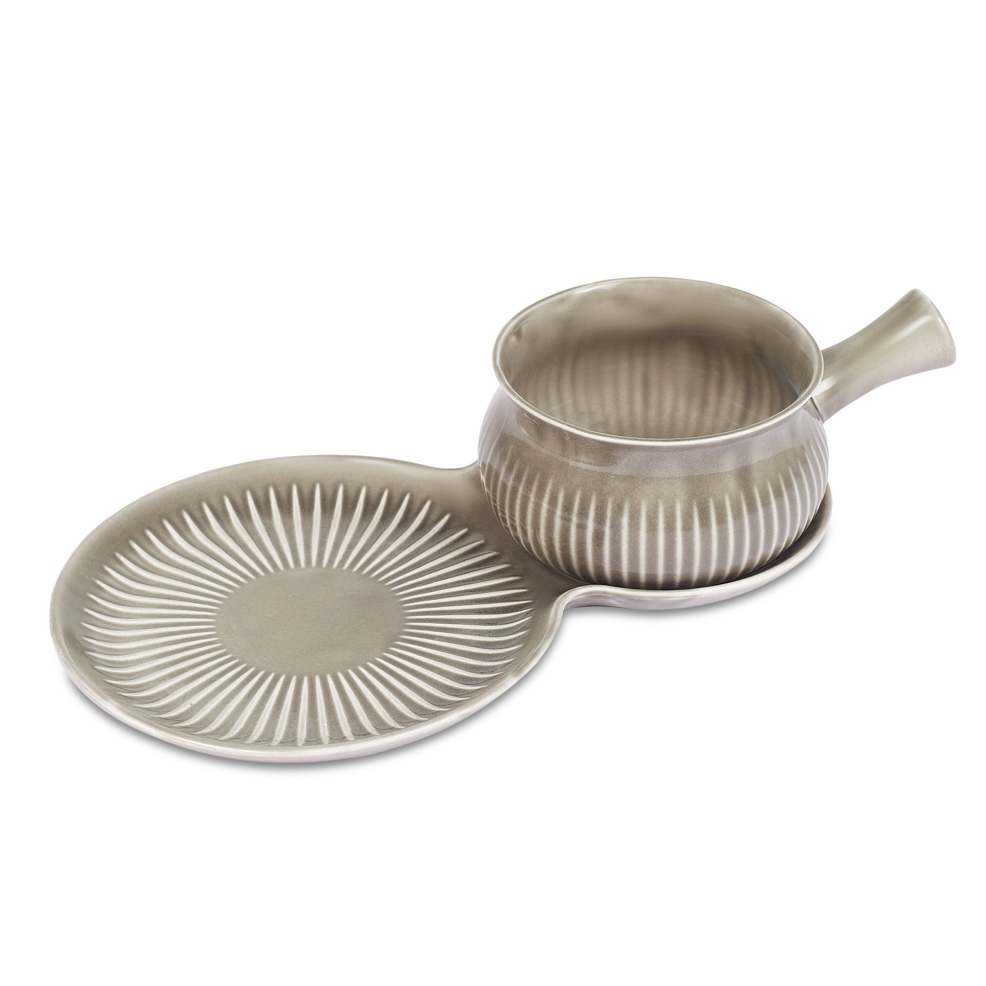 Ace Ceramic Soup Cup & Serving Platter Combo in Assorted Colour