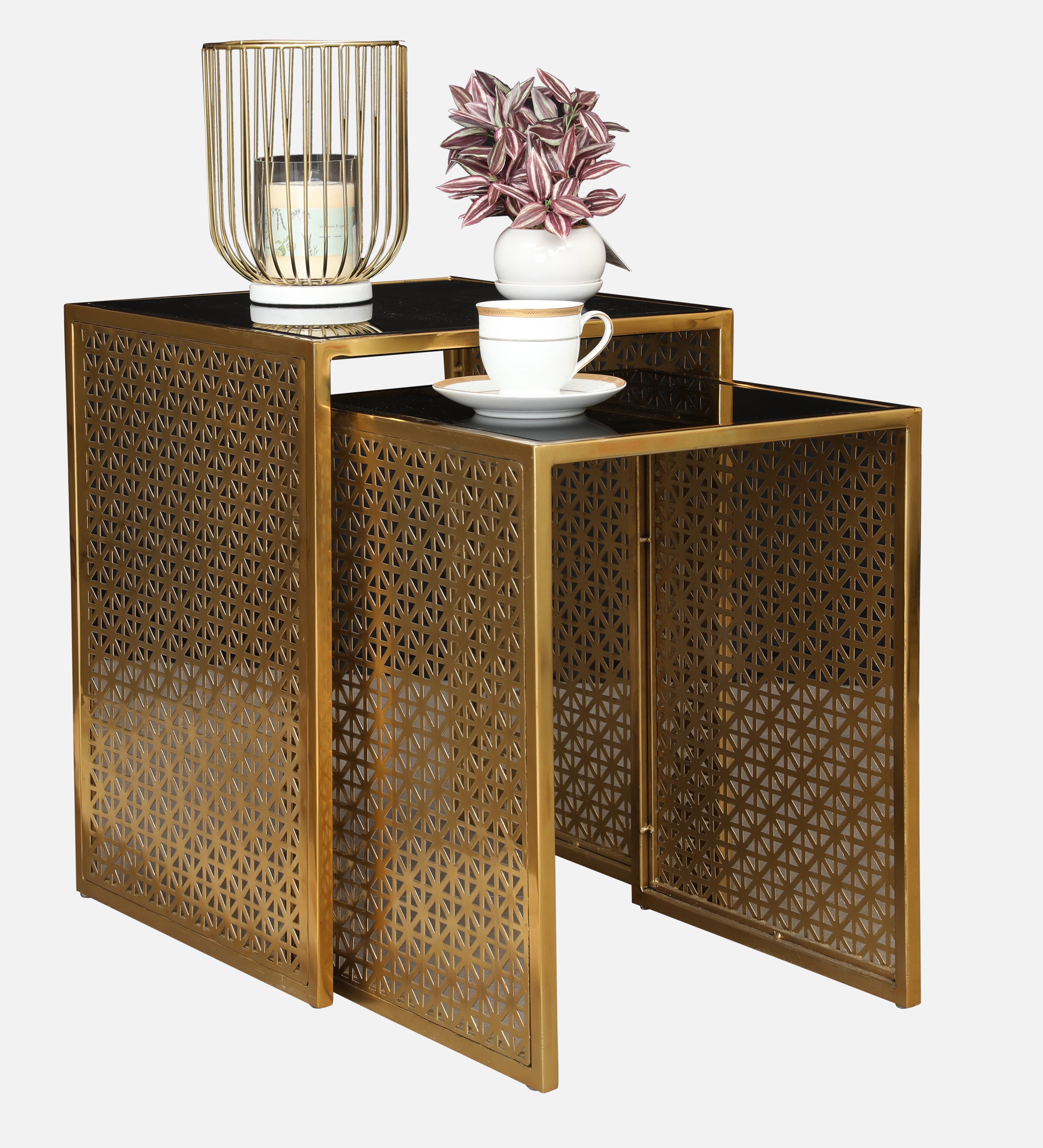 Maurice Metal Table in Gold & Black Colour