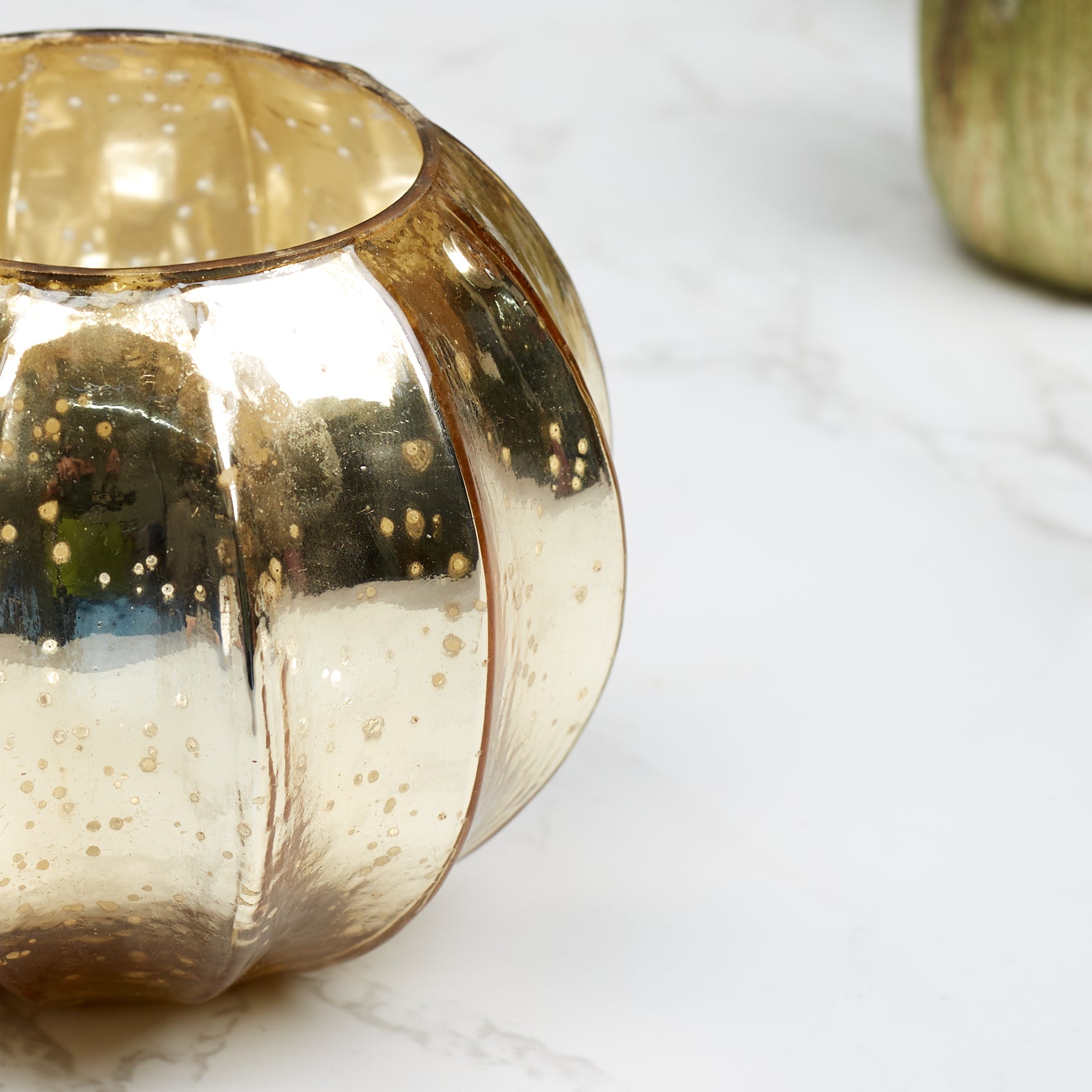 Phiona Glass Pumpkin Handcrafted Mercury Votive 10 Cm in Gold Colour