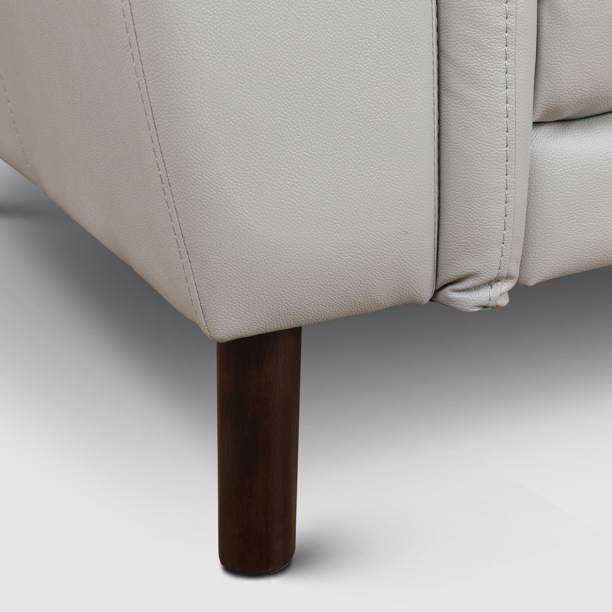 Alexa Half Leather Three Seater Sofa in Light Grey Colour