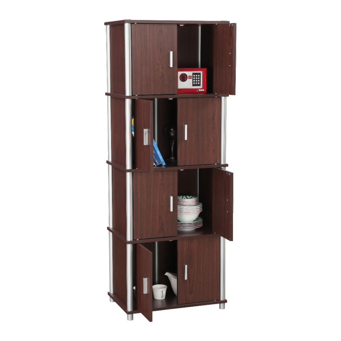 Jacob Engineered Wood Multipurpose Cabinet in Cherry Brown Colour