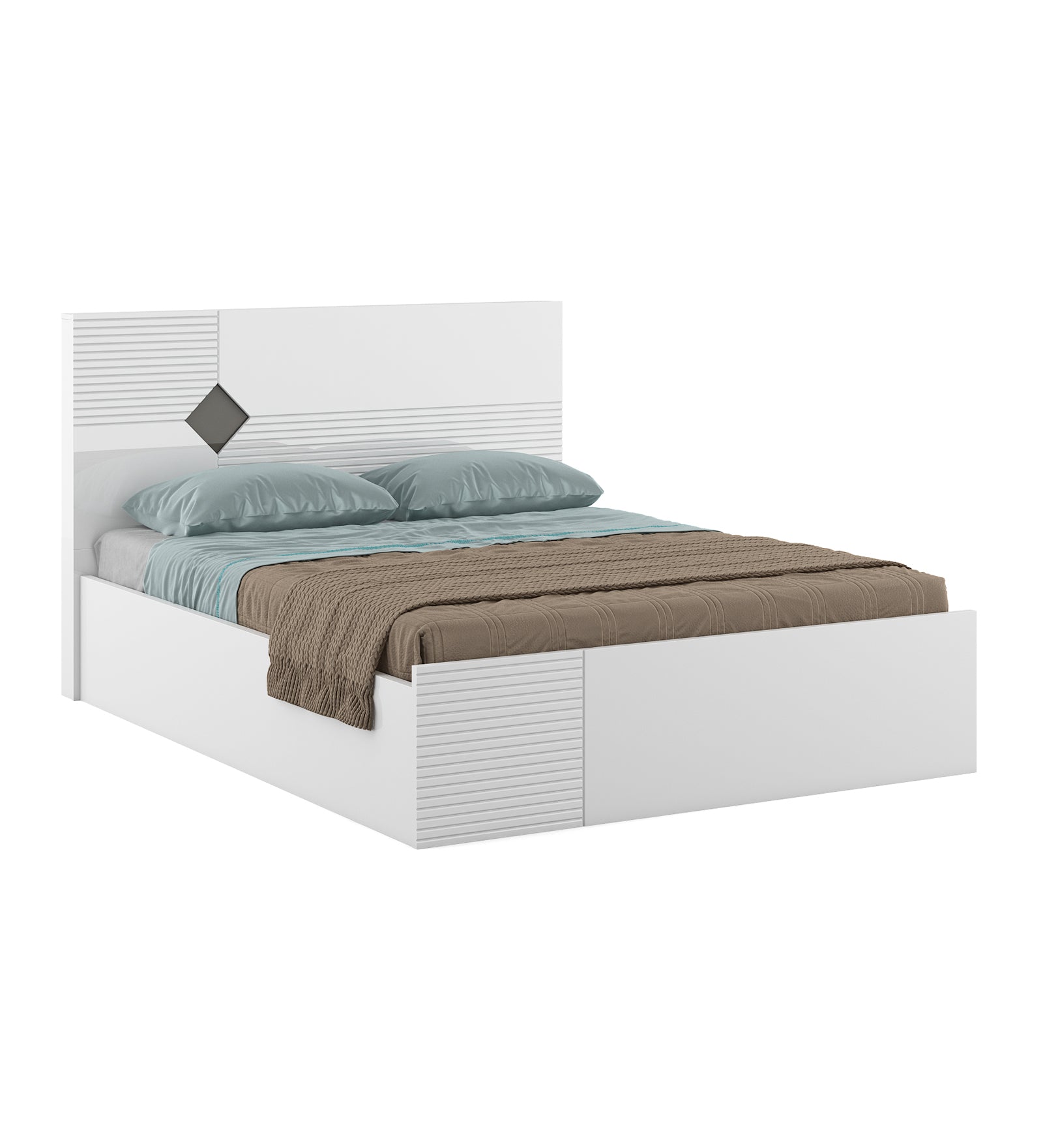Gwen  King Bed With Hydraulic storage in White  & Denim Colour
