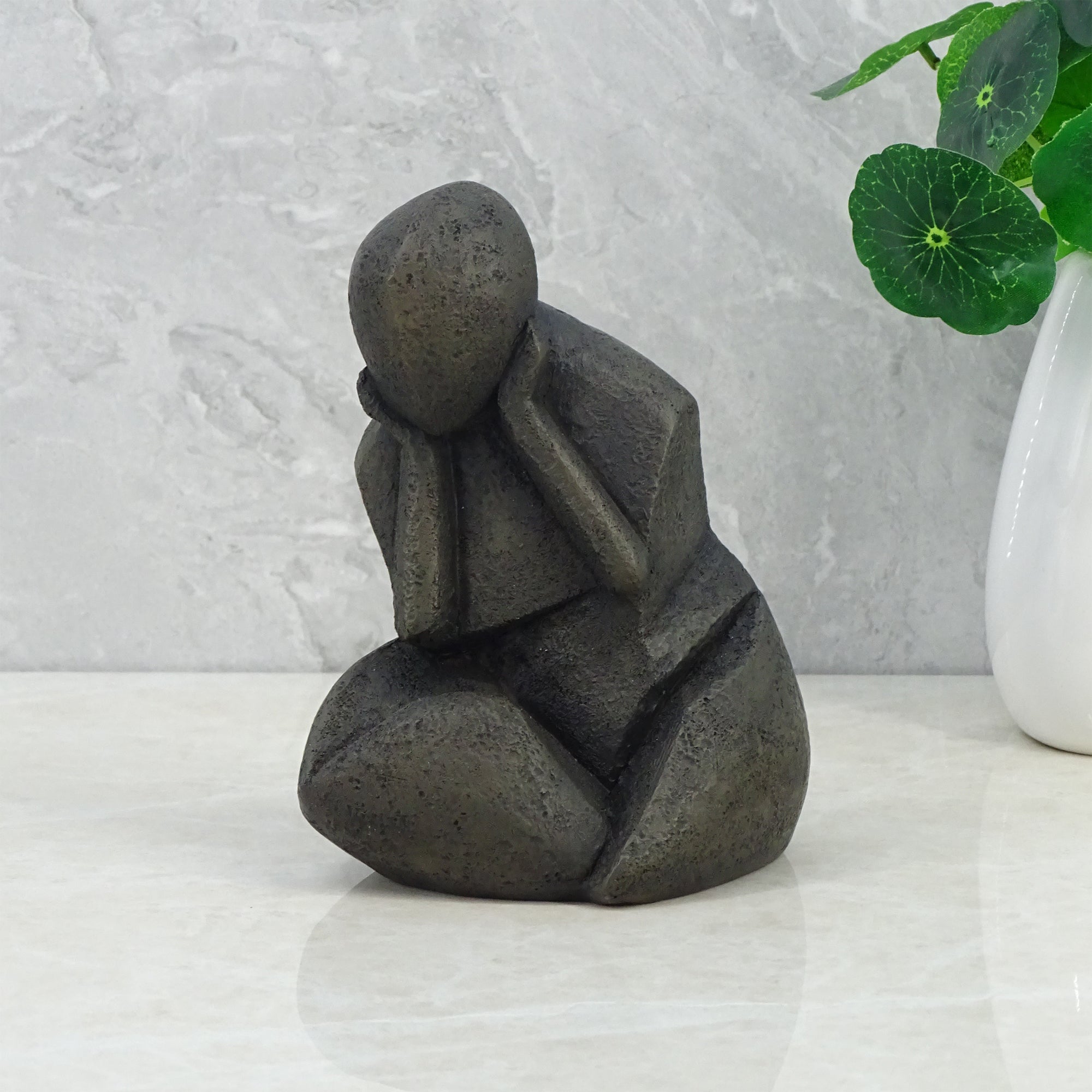 Noire Polyresin Man Headsat 15 Cm in Black Colour